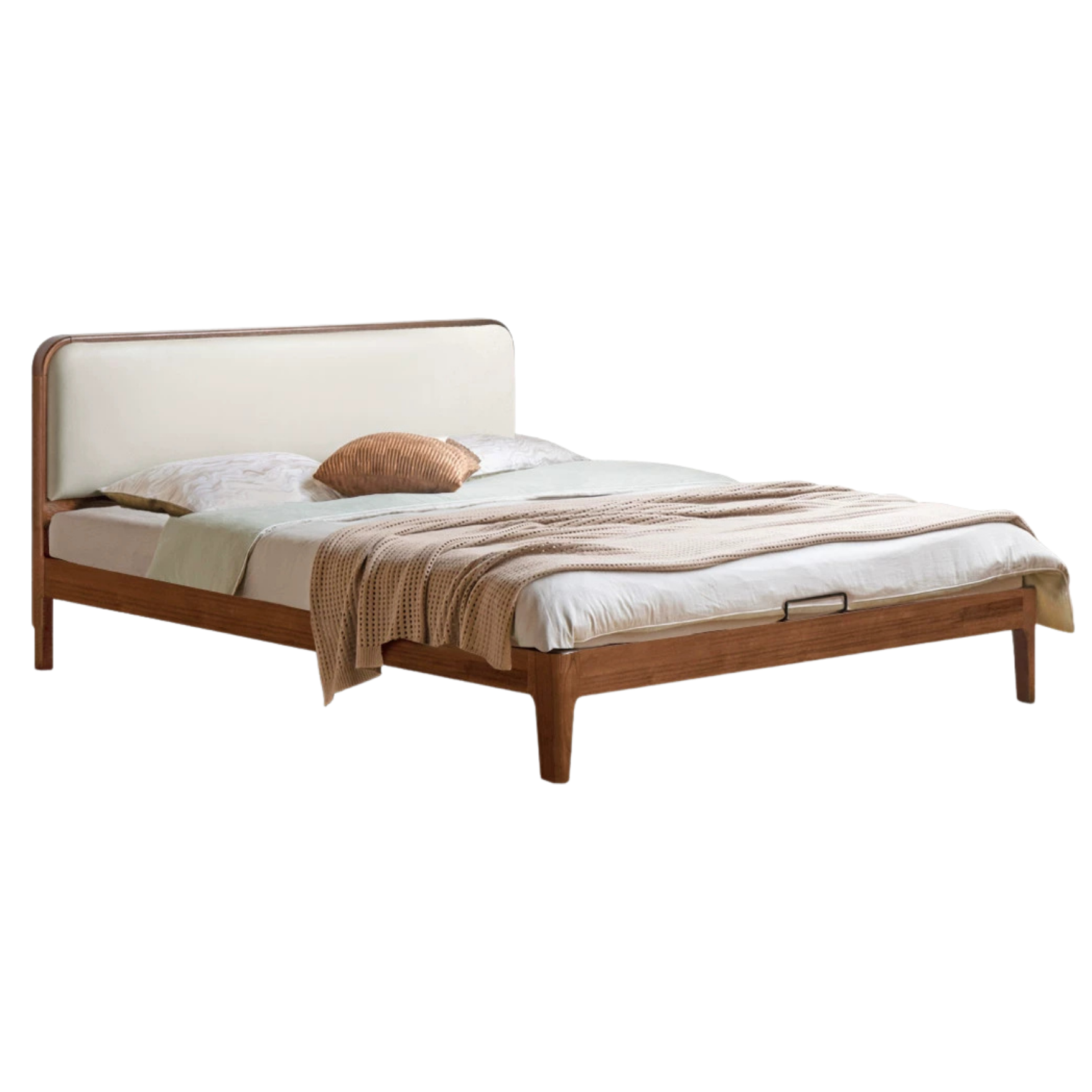 Rubber wood, Oak Solid Wood Bed Technology Fabric