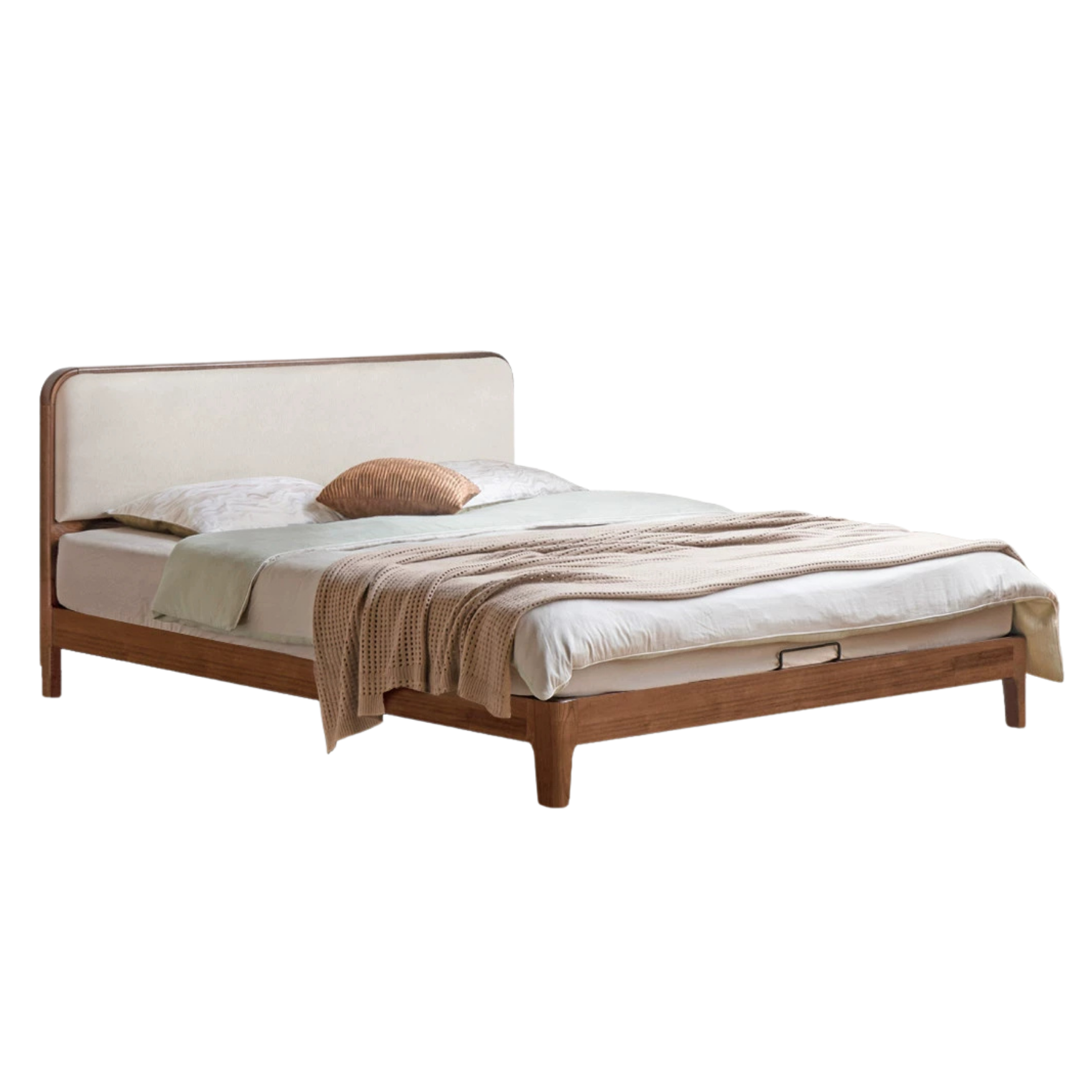 Rubber wood, Oak Solid Wood Bed Technology Fabric