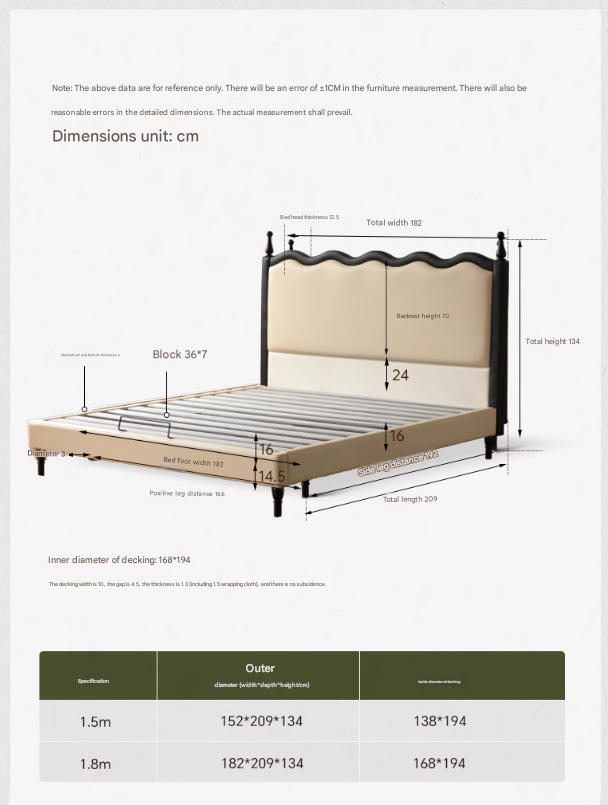 Eco Cloud Leather Soft Covered Wave Ripple Bed