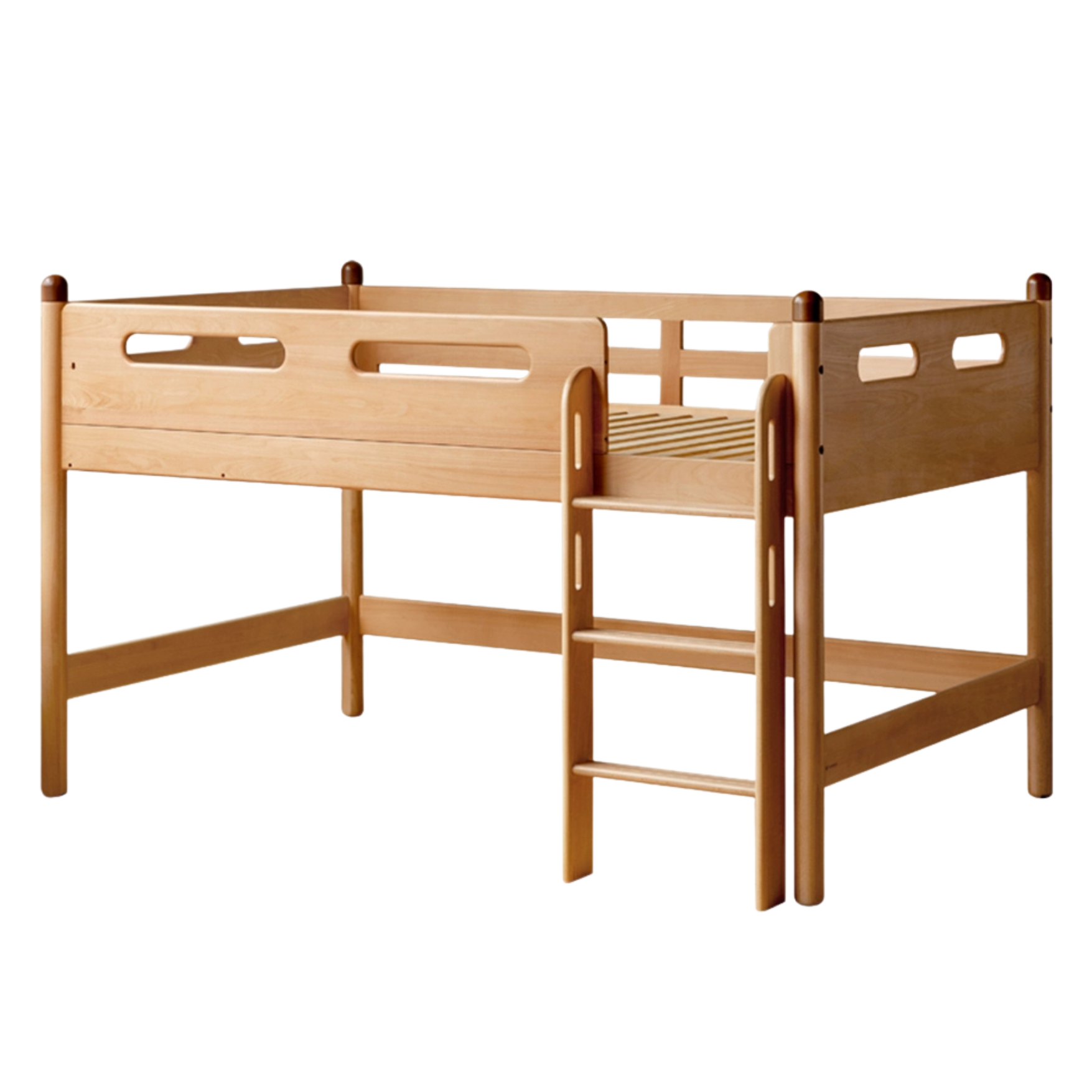 Beech Nordic Children's Solid Wood Loft Bed, Modern Minimalist Multifunctional Combination Bed with Table