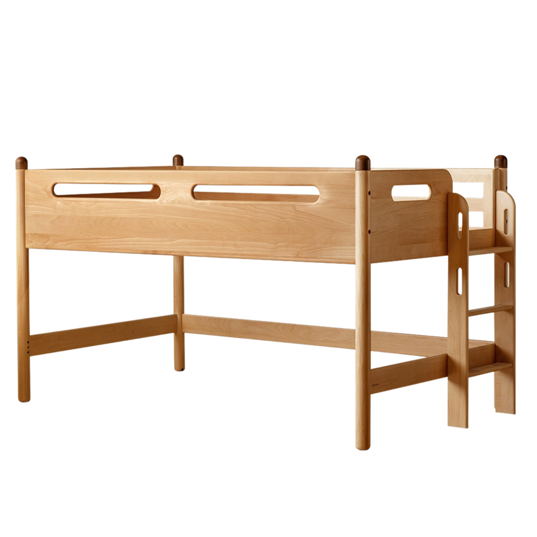 Beech Nordic Children's Solid Wood Loft Bed, Modern Minimalist Multifunctional Combination Bed with Table