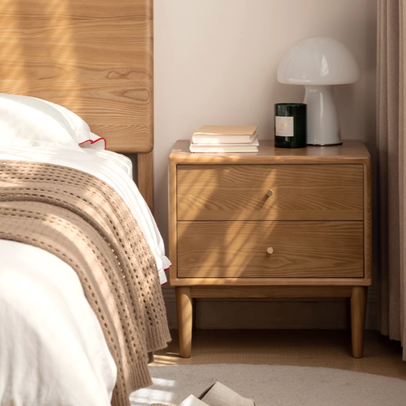 Ash, White Ash, Cherry Solid Wood Modern Style Nightstand