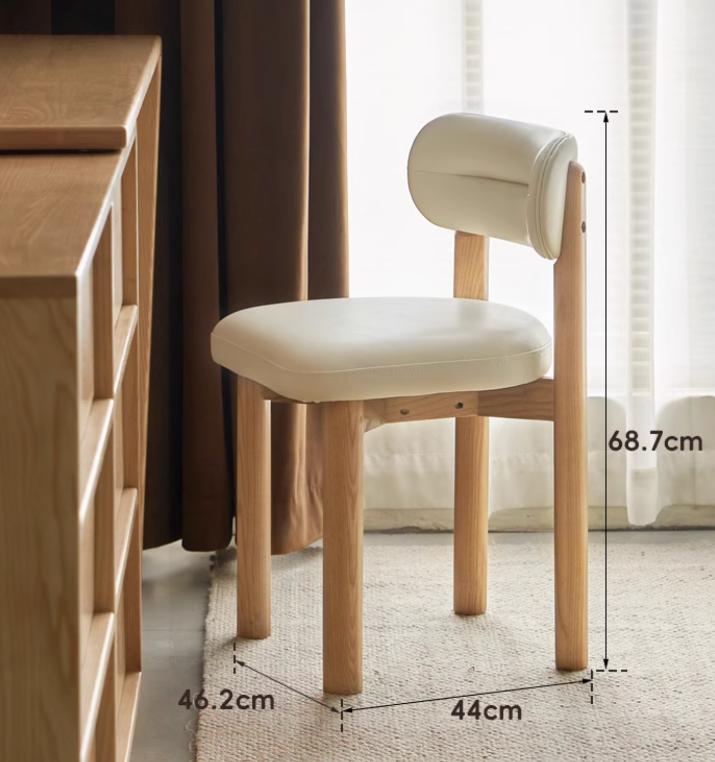 Ash Solid Wood Modern Style Makeup Chair