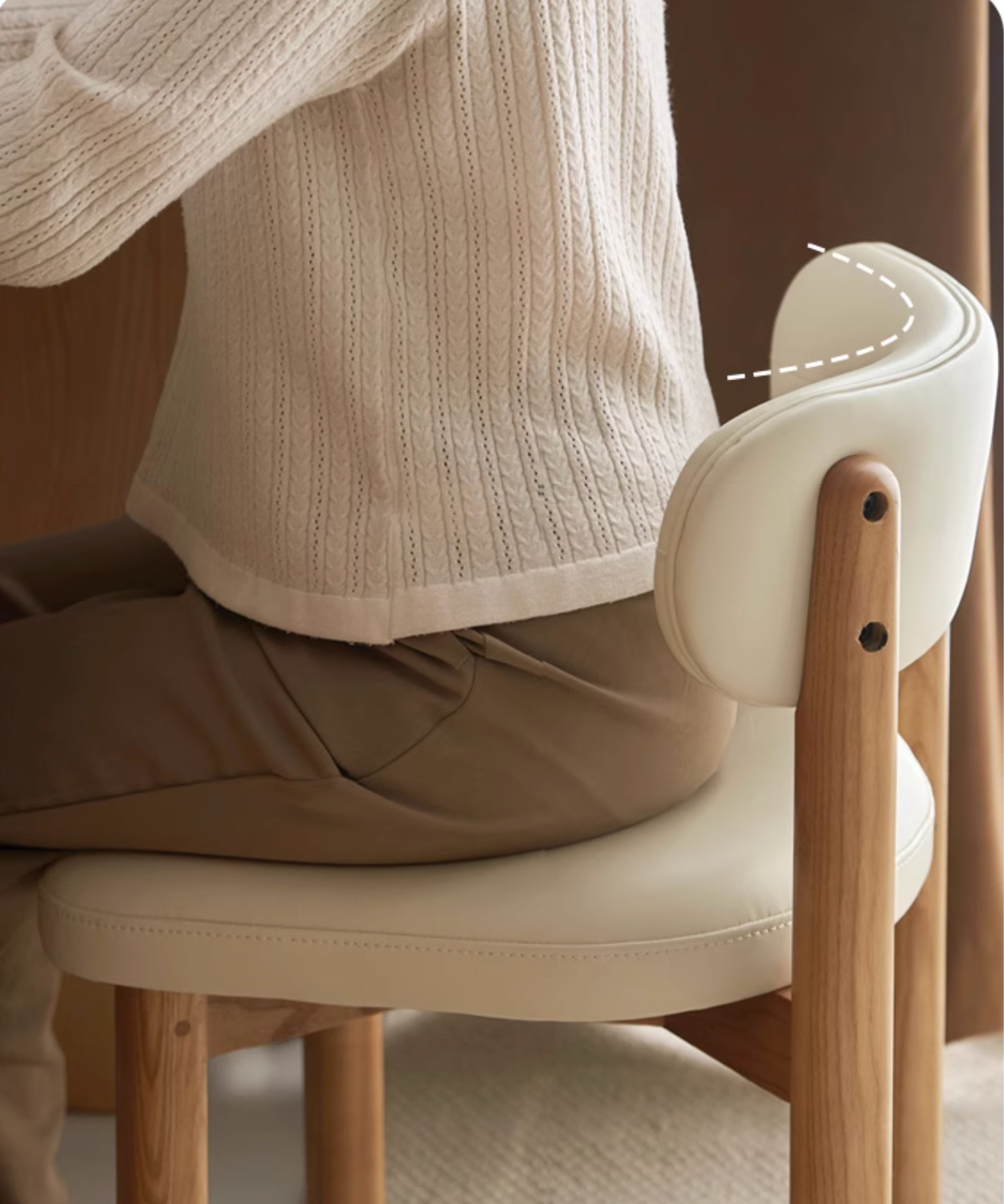 Ash Solid Wood Modern Style Makeup Chair