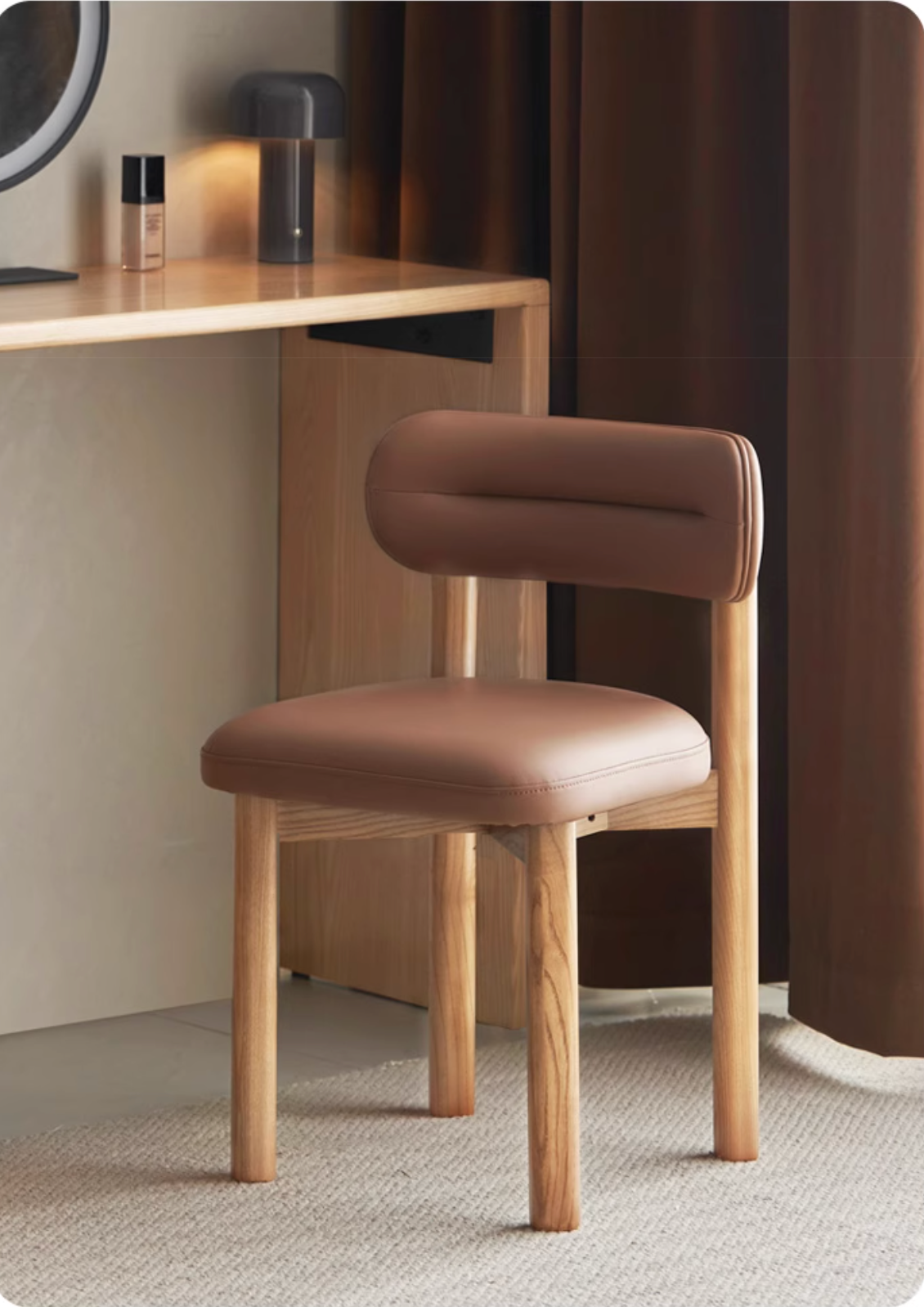 Ash Solid Wood Modern Style Makeup Chair