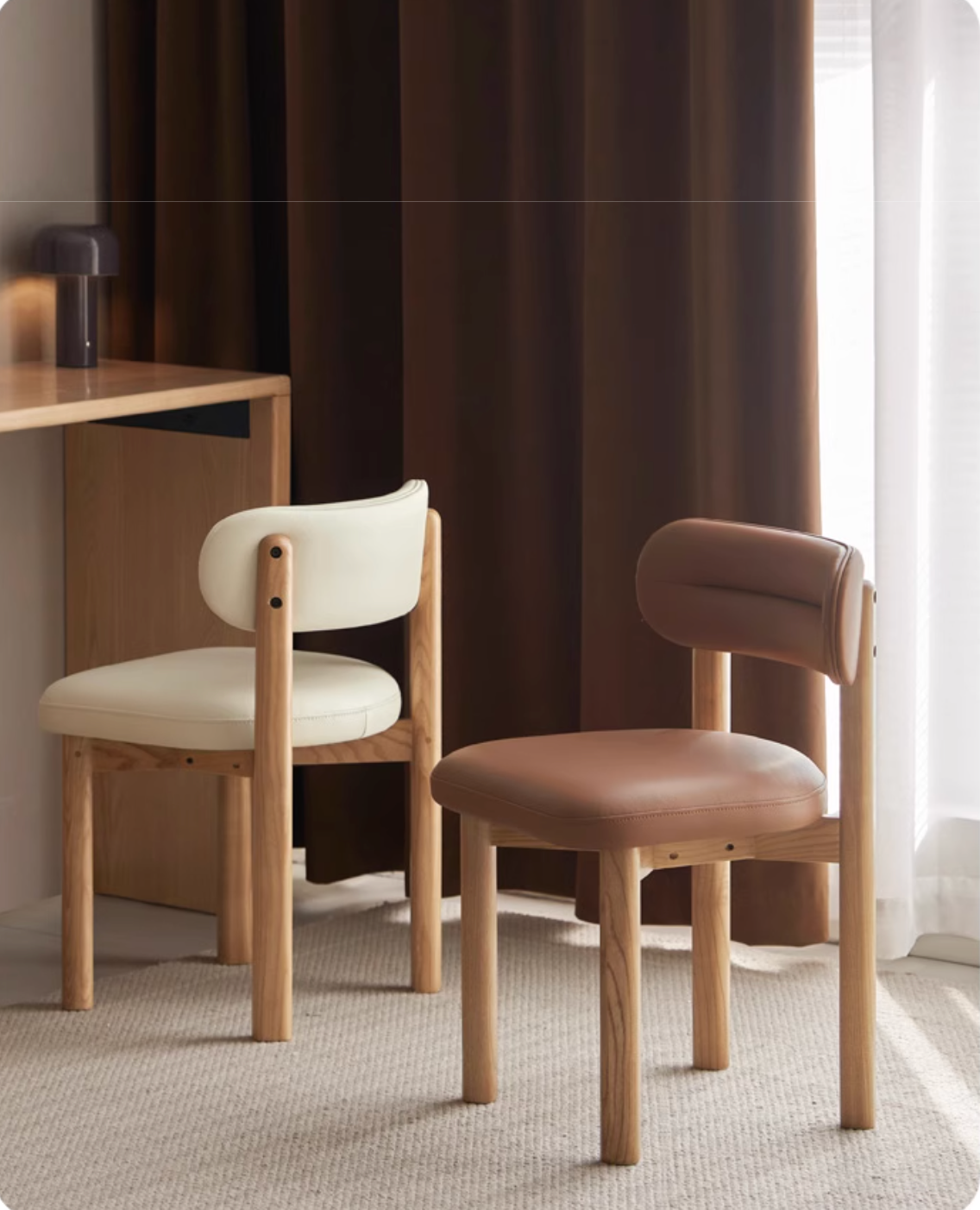 Ash, Red Oak Solid Wood Modern Style Makeup Chair