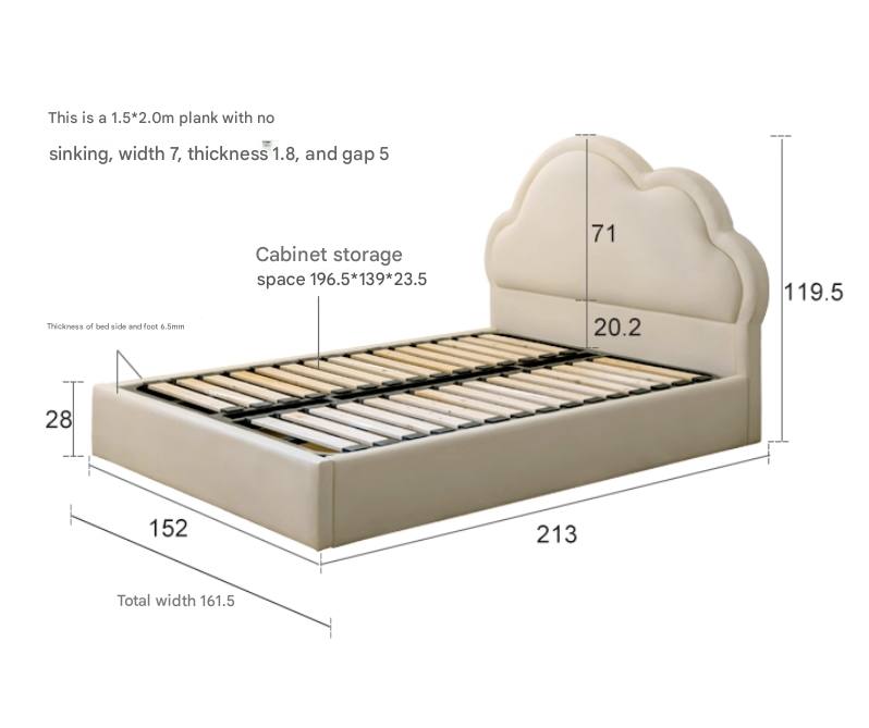 Сream style Organic Leather kid's Cloud Bed<