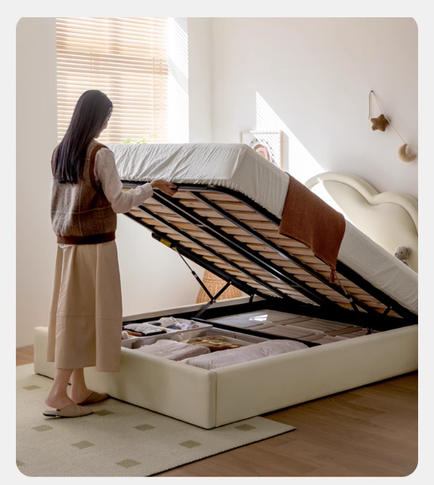 Сream style Organic Leather kid's Cloud Bed<