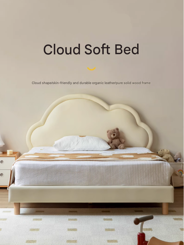 Сream style Organic Leather kid's Cloud Bed<