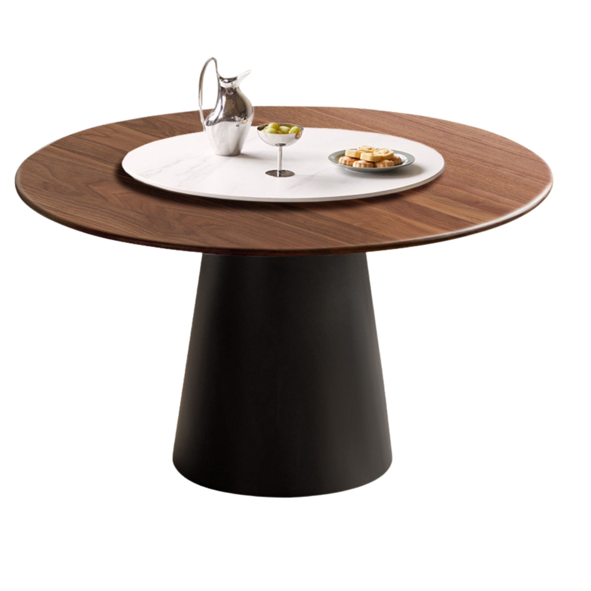 Black Walnut, Oak Solid Wood, Sandalwood Rock Slab Round Dining Table