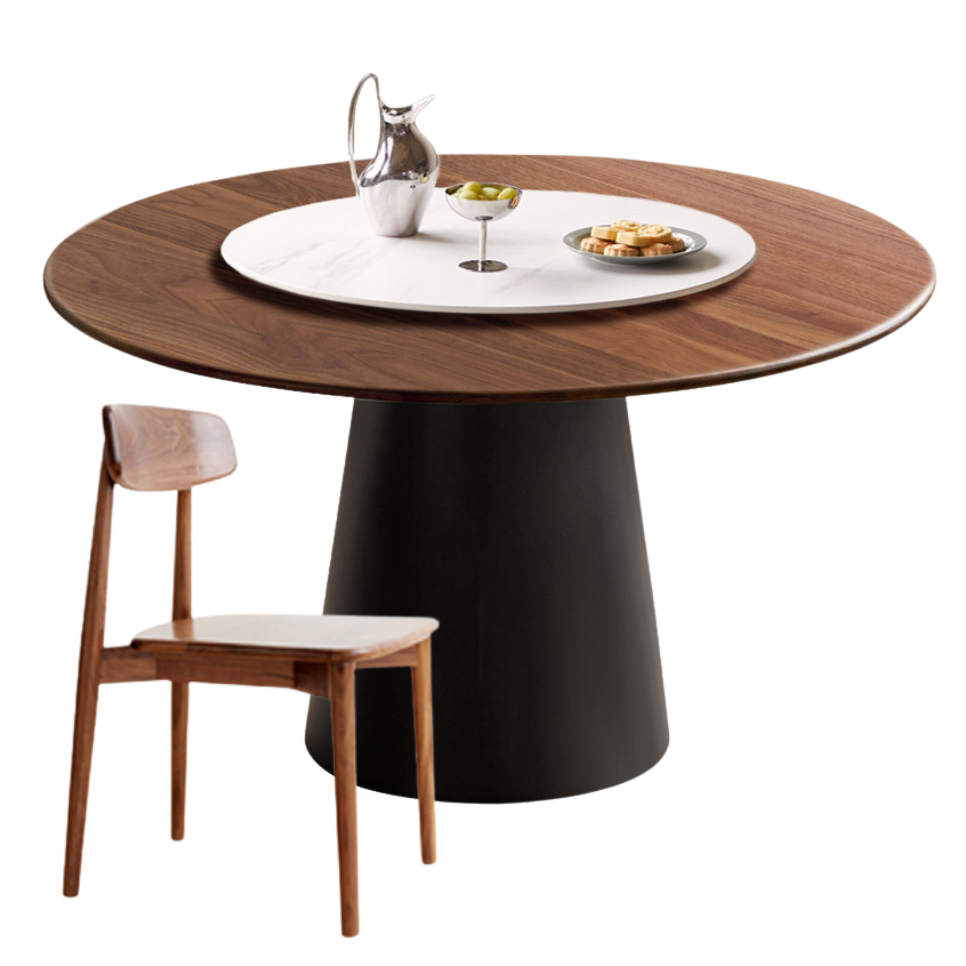 Black Walnut, Oak Solid Wood, Sandalwood Rock Slab Round Dining Table