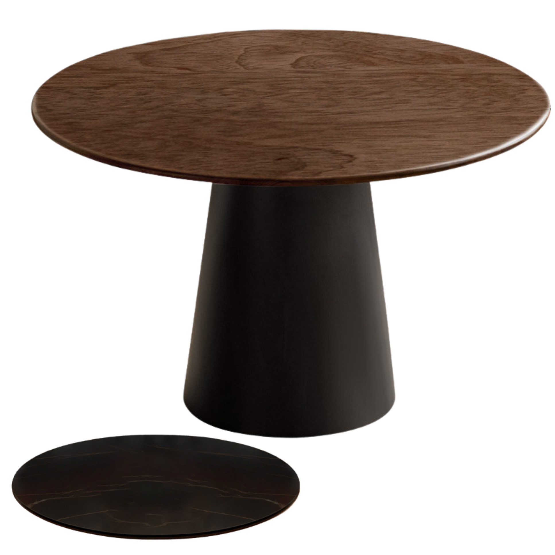 Black Walnut, Oak Solid Wood, Sandalwood Rock Slab Round Dining Table