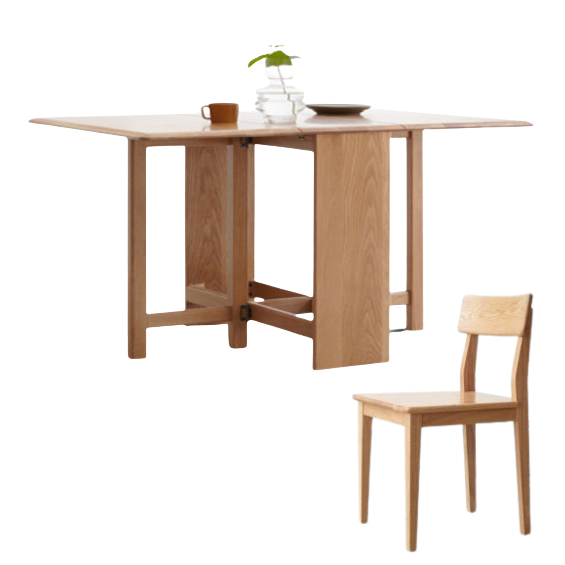 Oak Solid Wood Retractable Dining Table