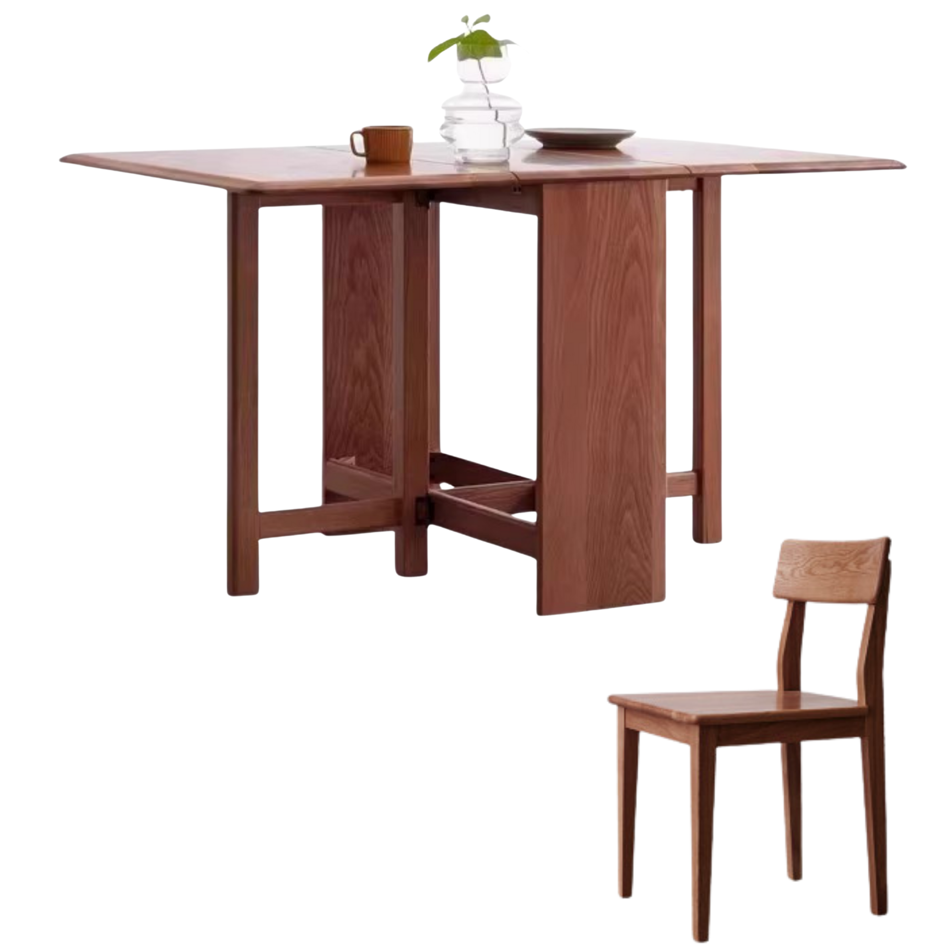 Oak Solid Wood Retractable Dining Table