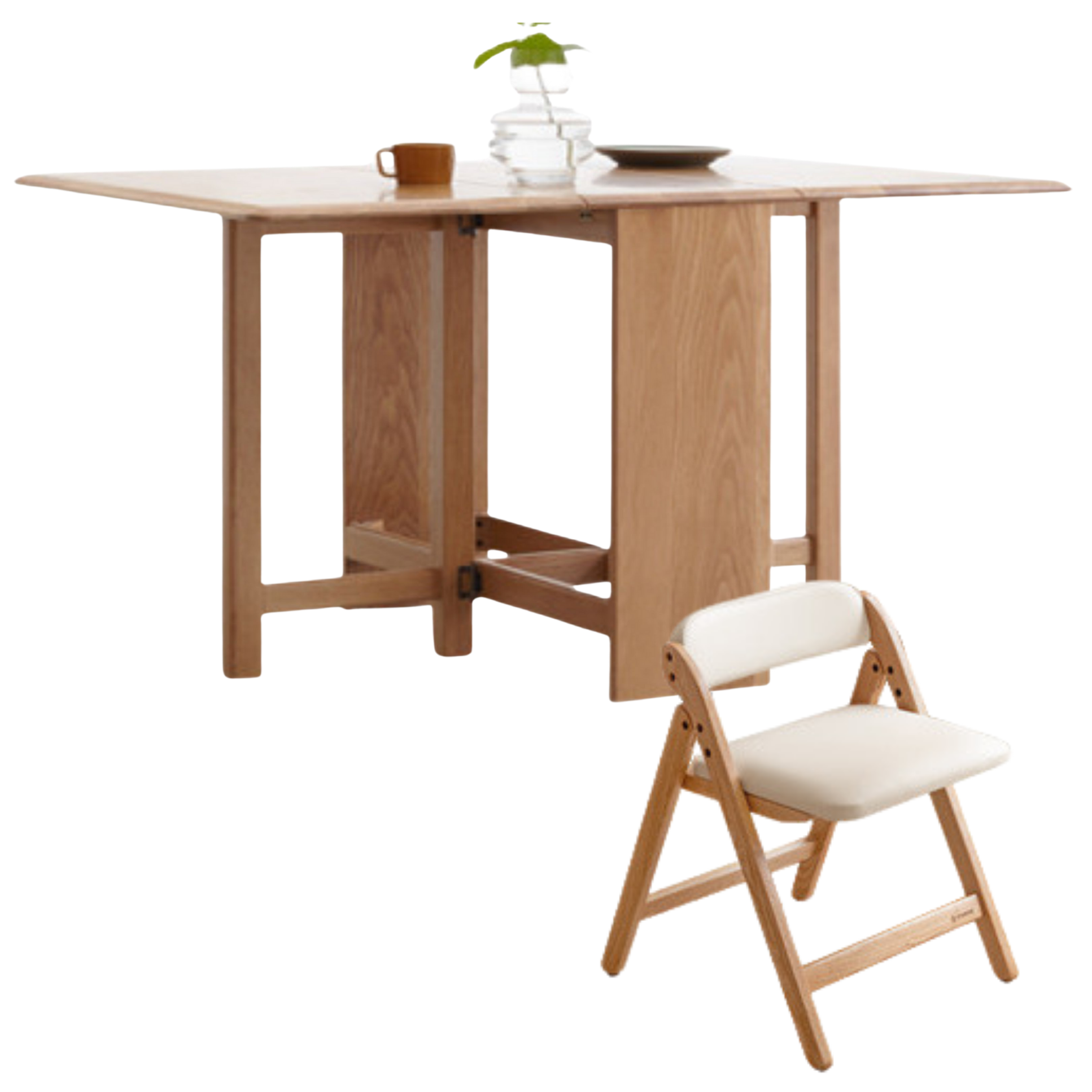 Oak Solid Wood Retractable Dining Table