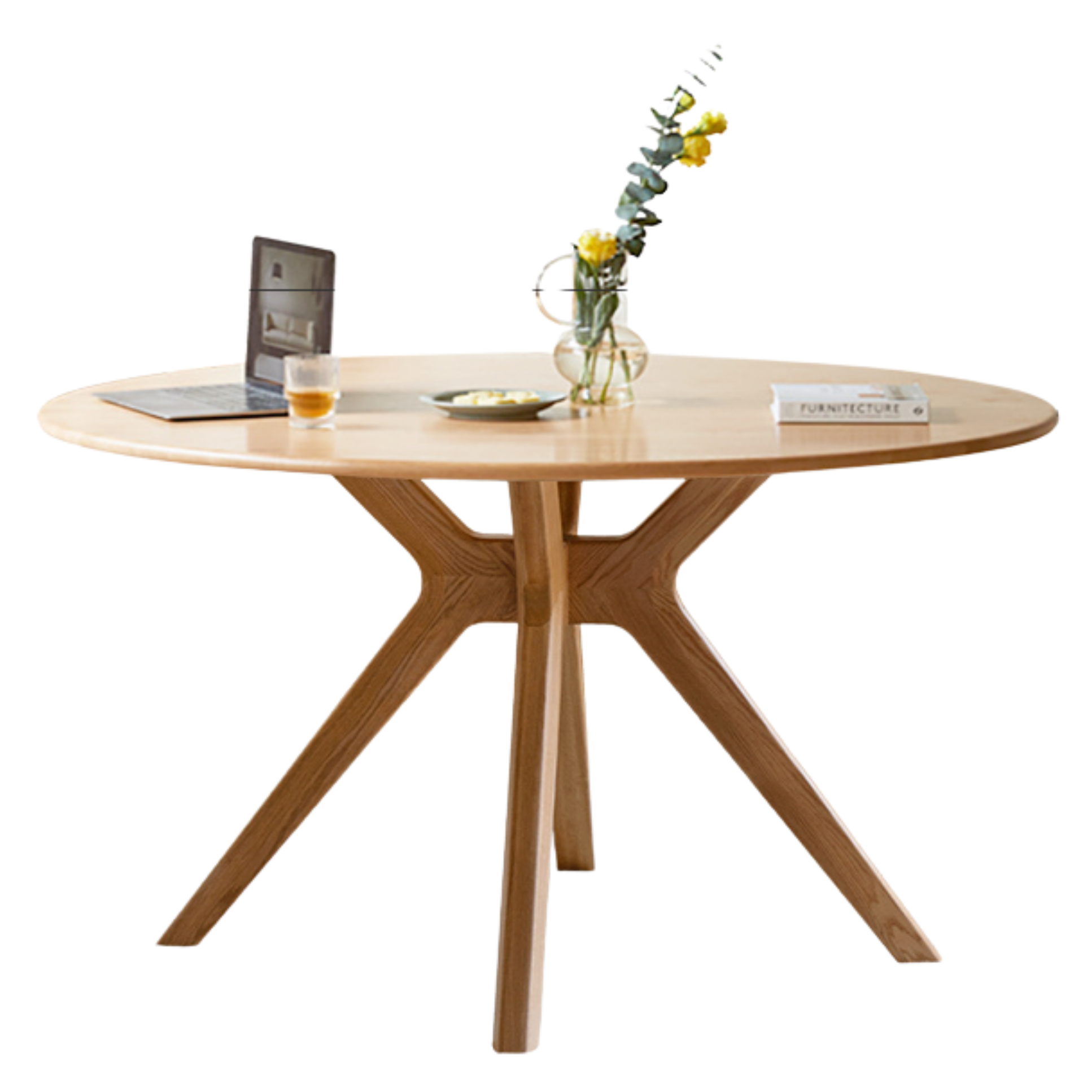 Oak Solid Wood Modern Minimalist Style Round Dining Table