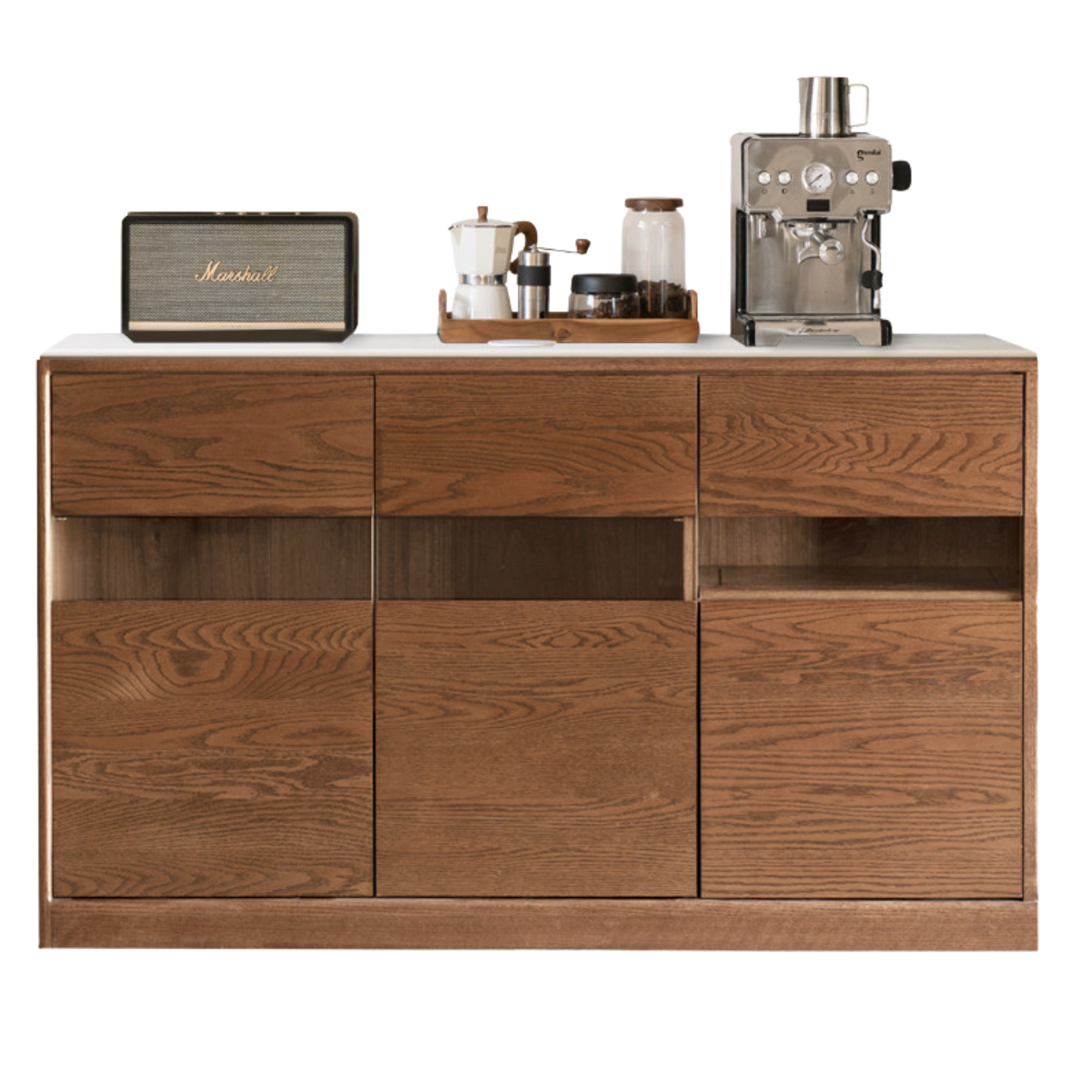 Black Walnut, Ash Solid Wood Rock Plate Storage Cabinet, Sideboard