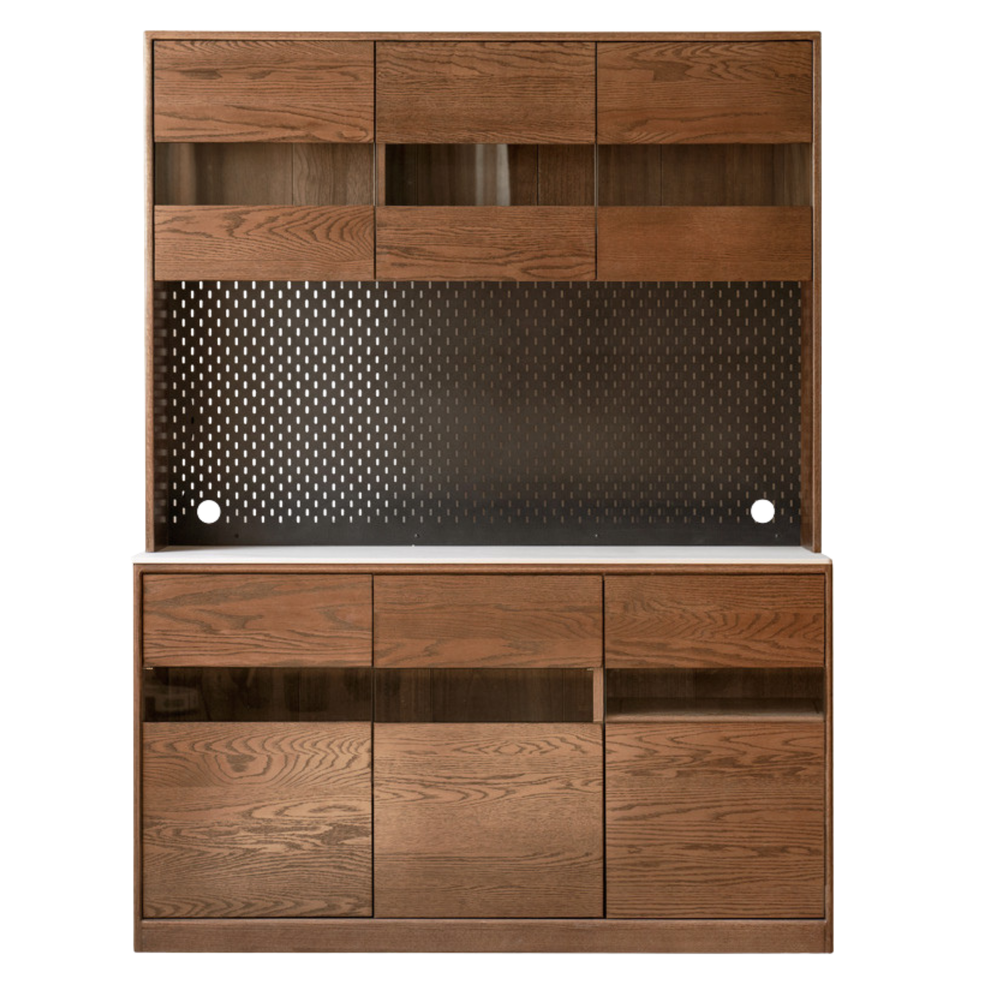 Black Walnut, Ash Solid Wood Rock Plate Storage Cabinet, Sideboard