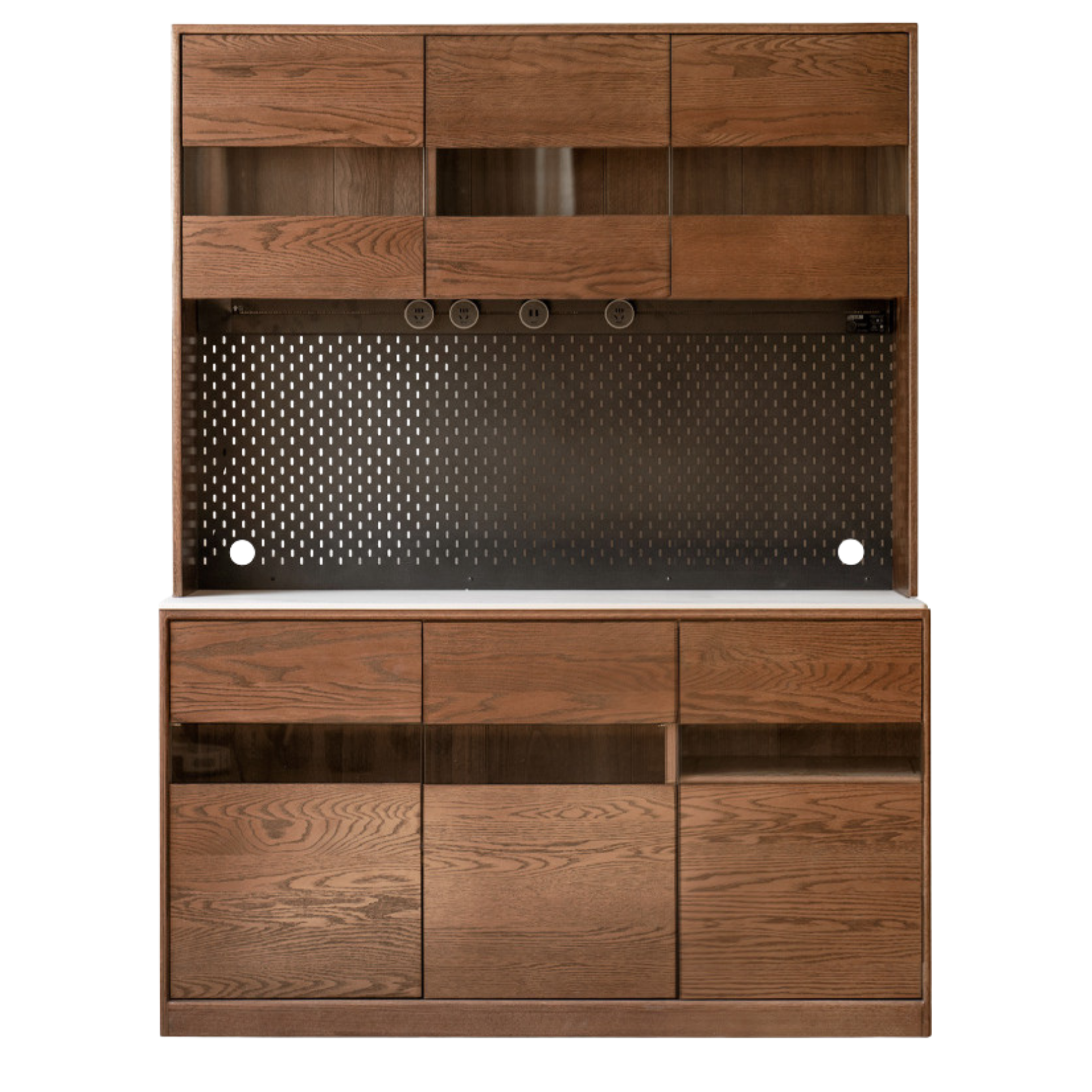Black Walnut, Ash Solid Wood Rock Plate Storage Cabinet, Sideboard