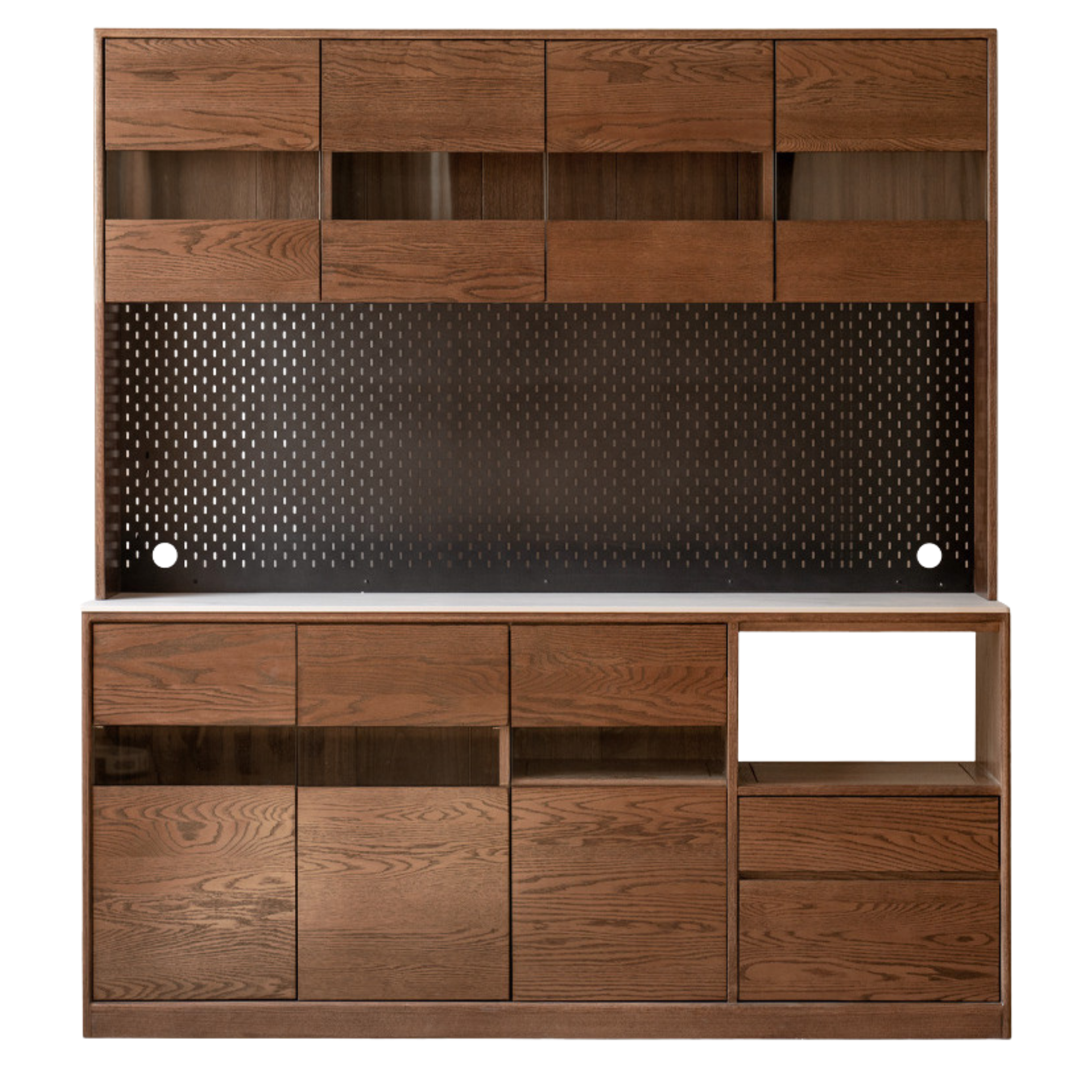 Black Walnut, Ash Solid Wood Rock Plate Storage Cabinet, Sideboard