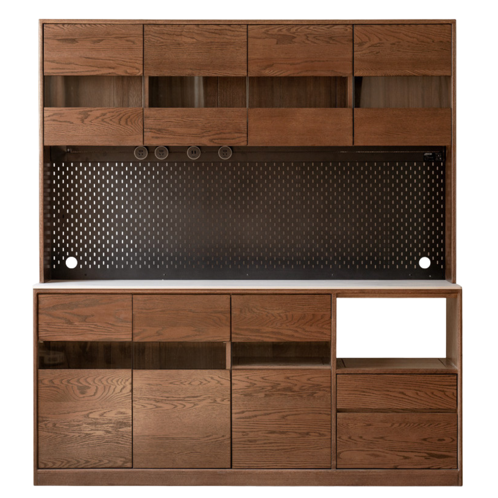 Black Walnut, Ash Solid Wood Rock Plate Storage Cabinet, Sideboard