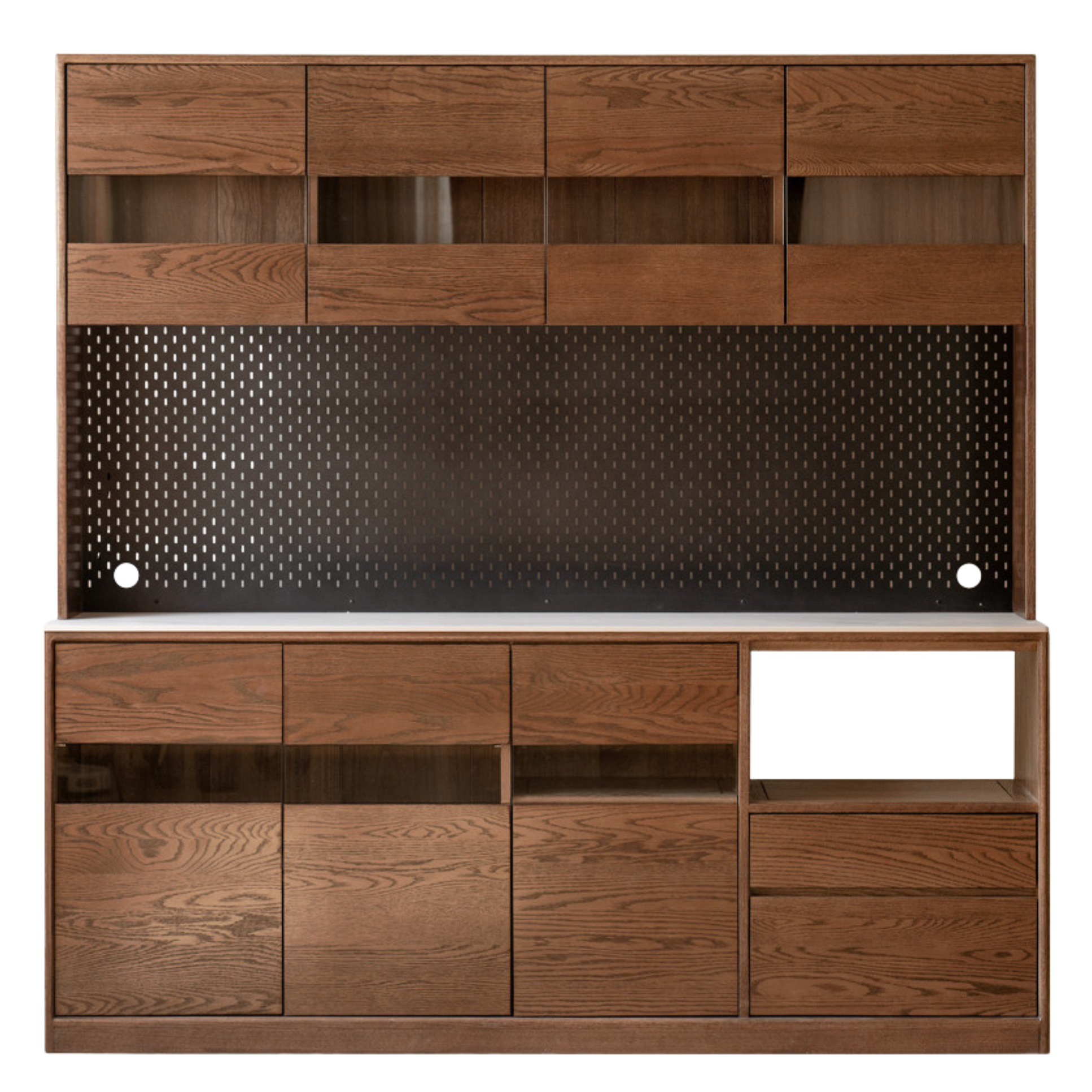 Black Walnut, Ash Solid Wood Rock Plate Storage Cabinet, Sideboard
