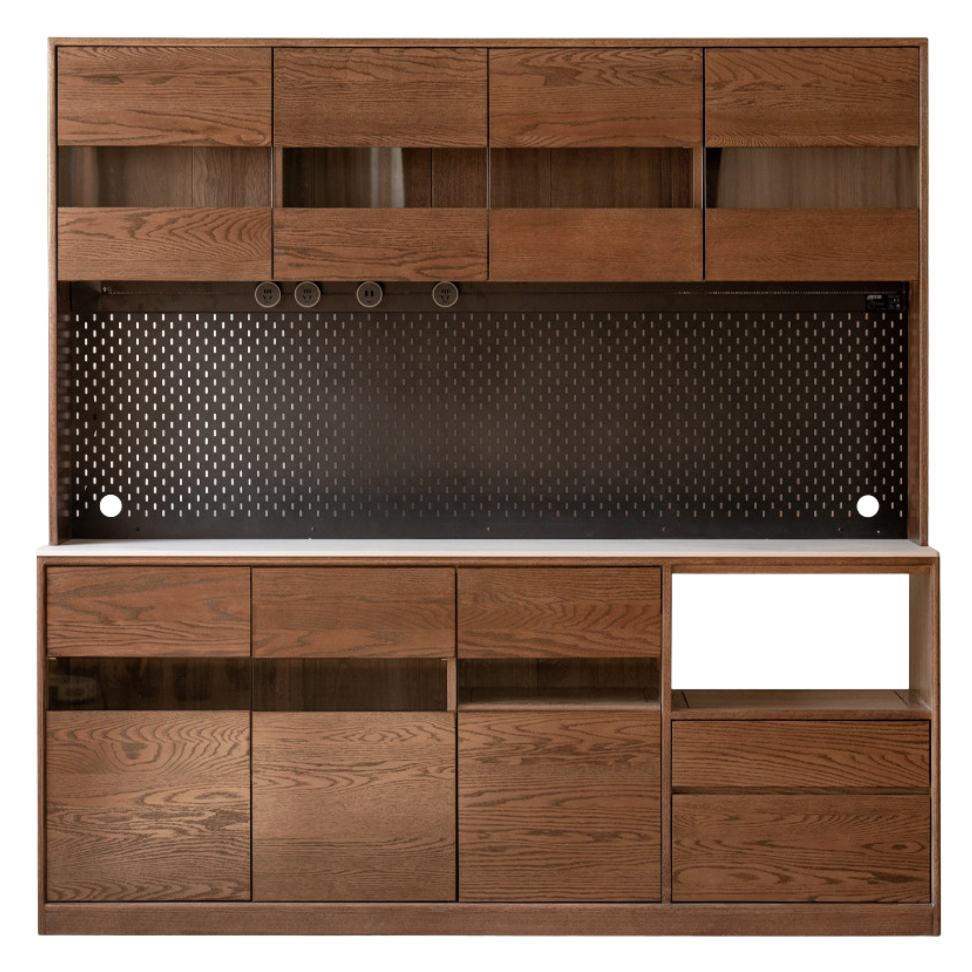 Black Walnut, Ash Solid Wood Rock Plate Storage Cabinet, Sideboard