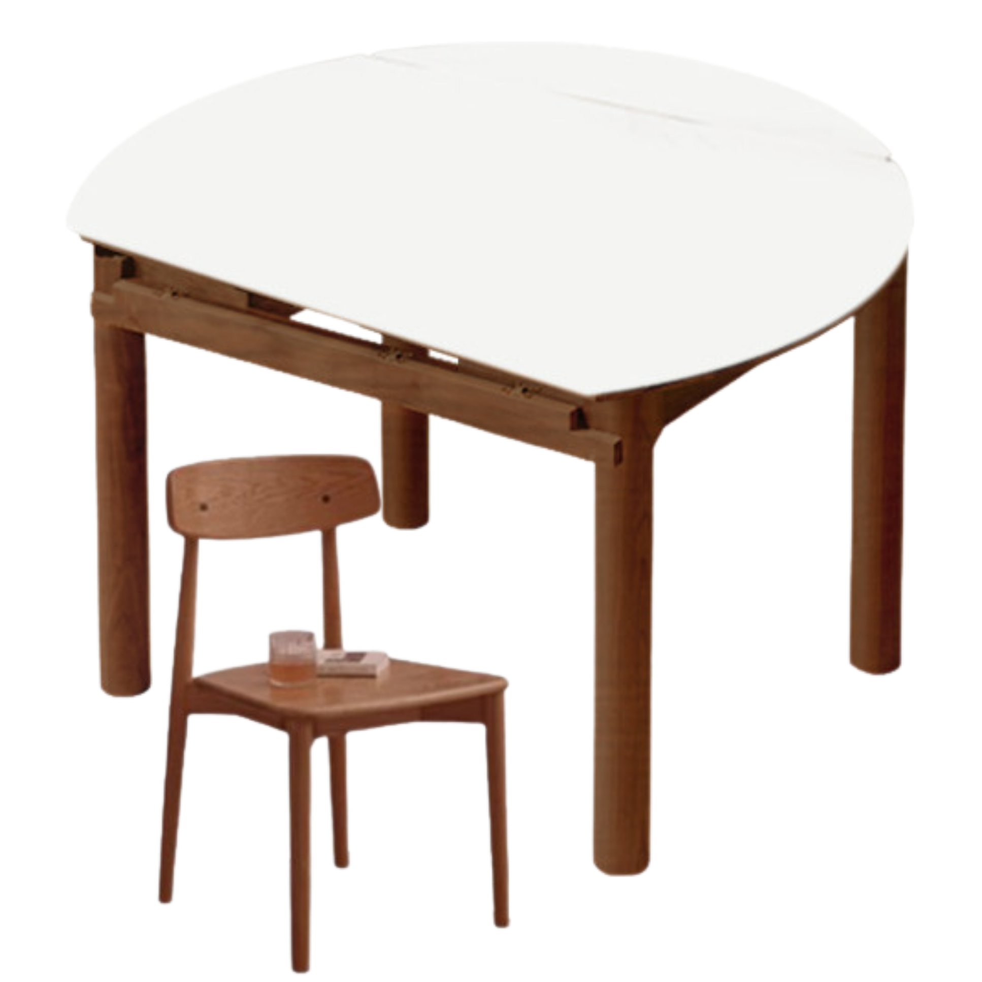 Oak, Black Walnut, Ash Solid Wood Rock Plate Folding Dining Table