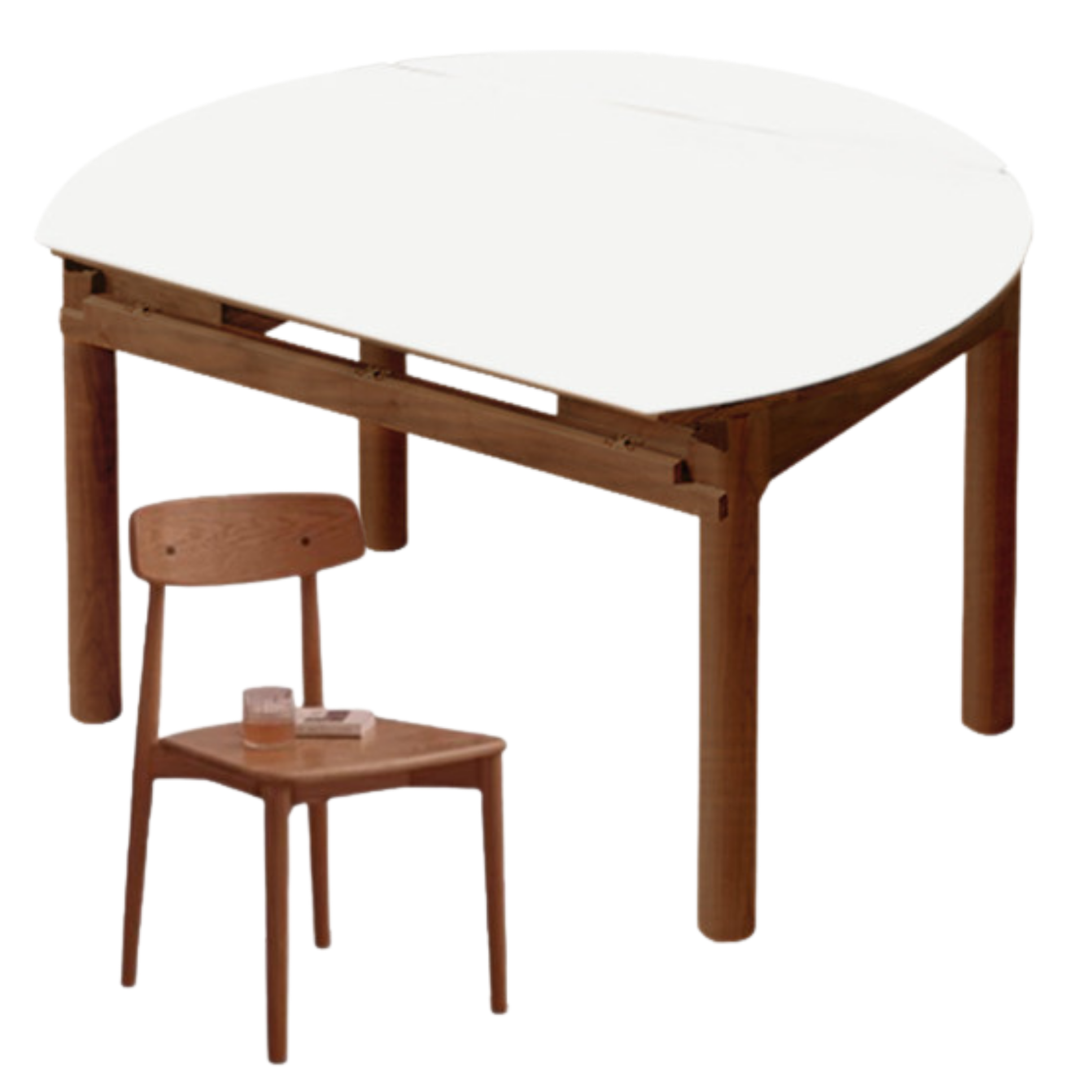 Oak, Black Walnut, Ash Solid Wood Rock Plate Folding Dining Table