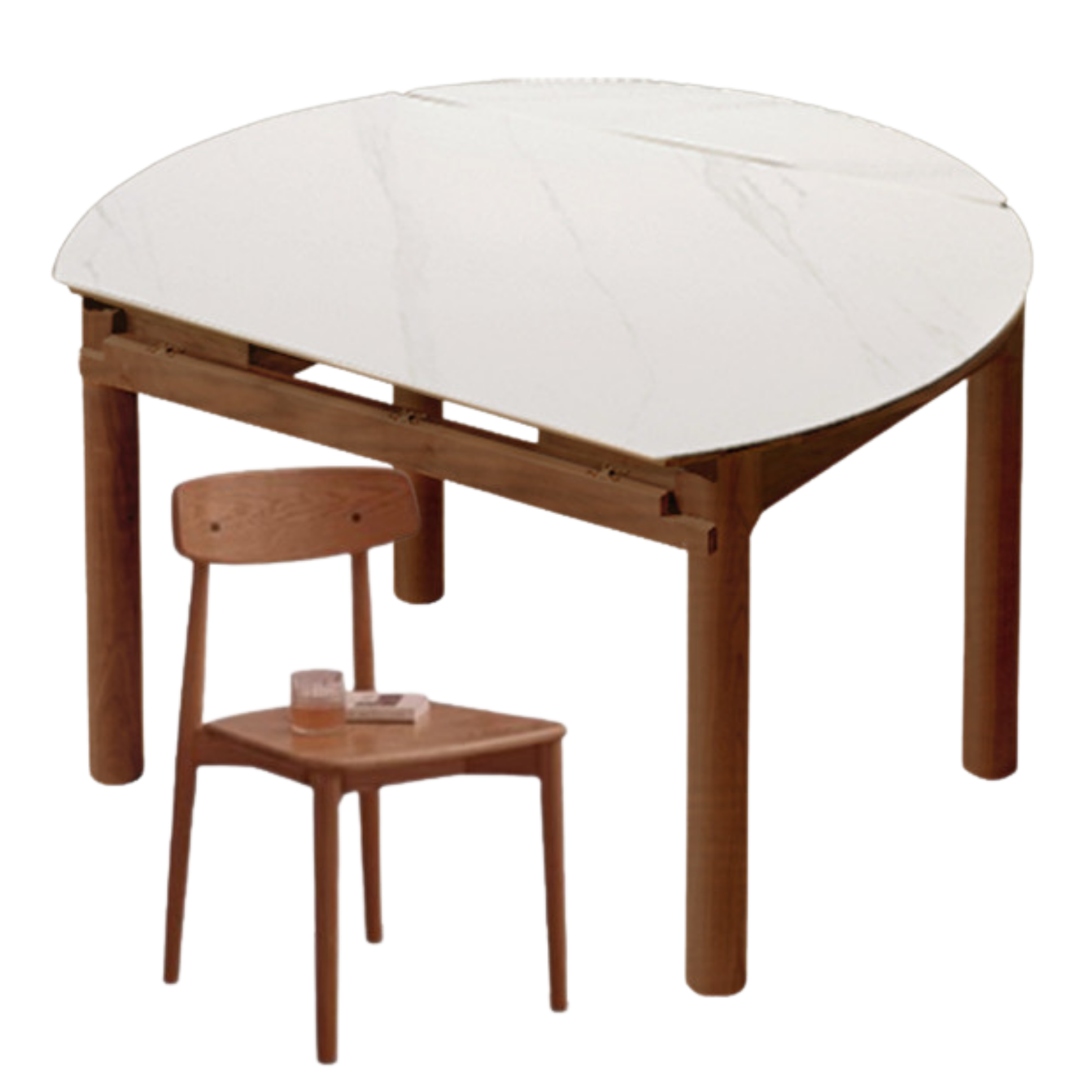 Oak, Black Walnut, Ash Solid Wood Rock Plate Folding Dining Table