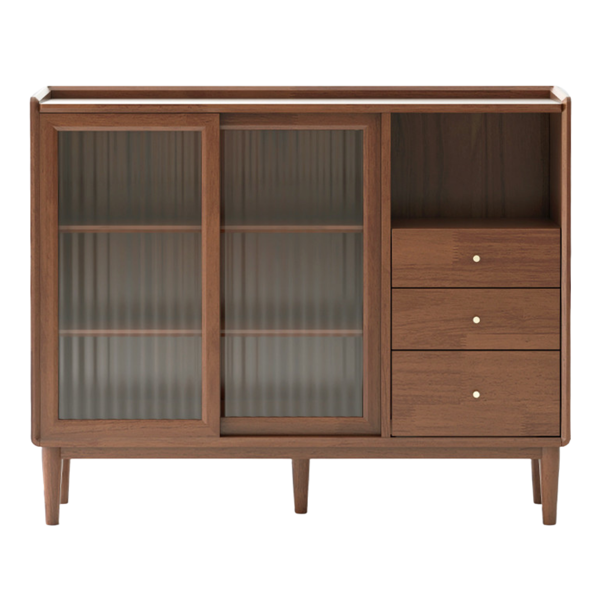 Black Walnut, Oak, Solid RubberWood Glass Modern Simple Sideboard