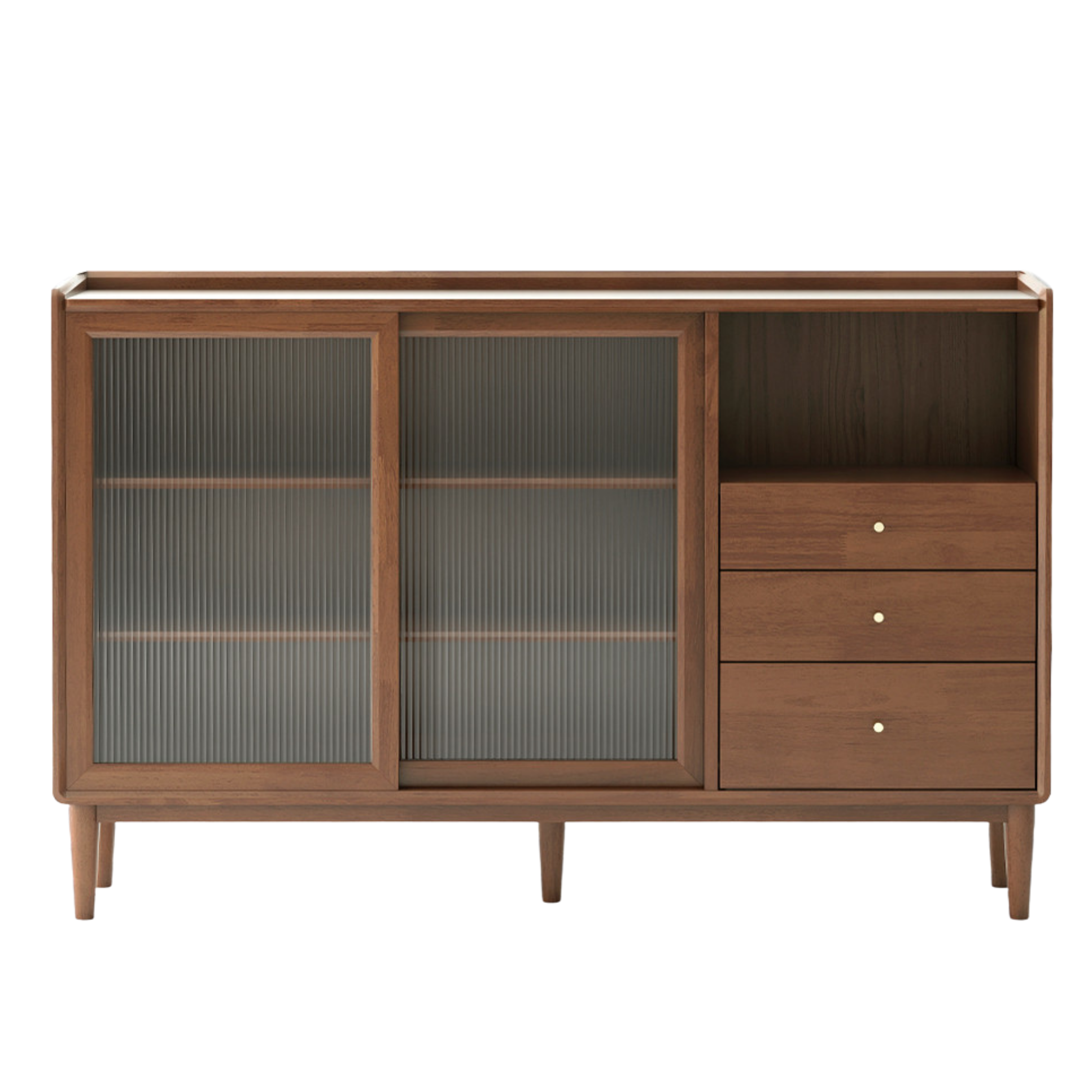 Black Walnut, Oak, Solid RubberWood Glass Modern Simple Sideboard