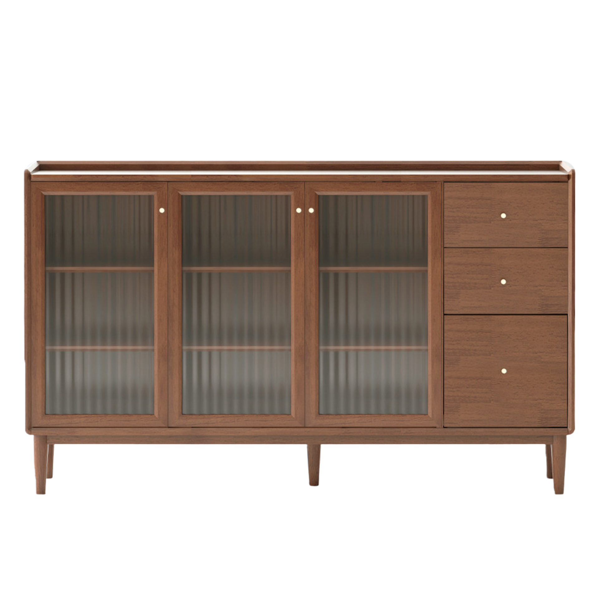 Black Walnut, Oak, Solid RubberWood Glass Modern Simple Sideboard