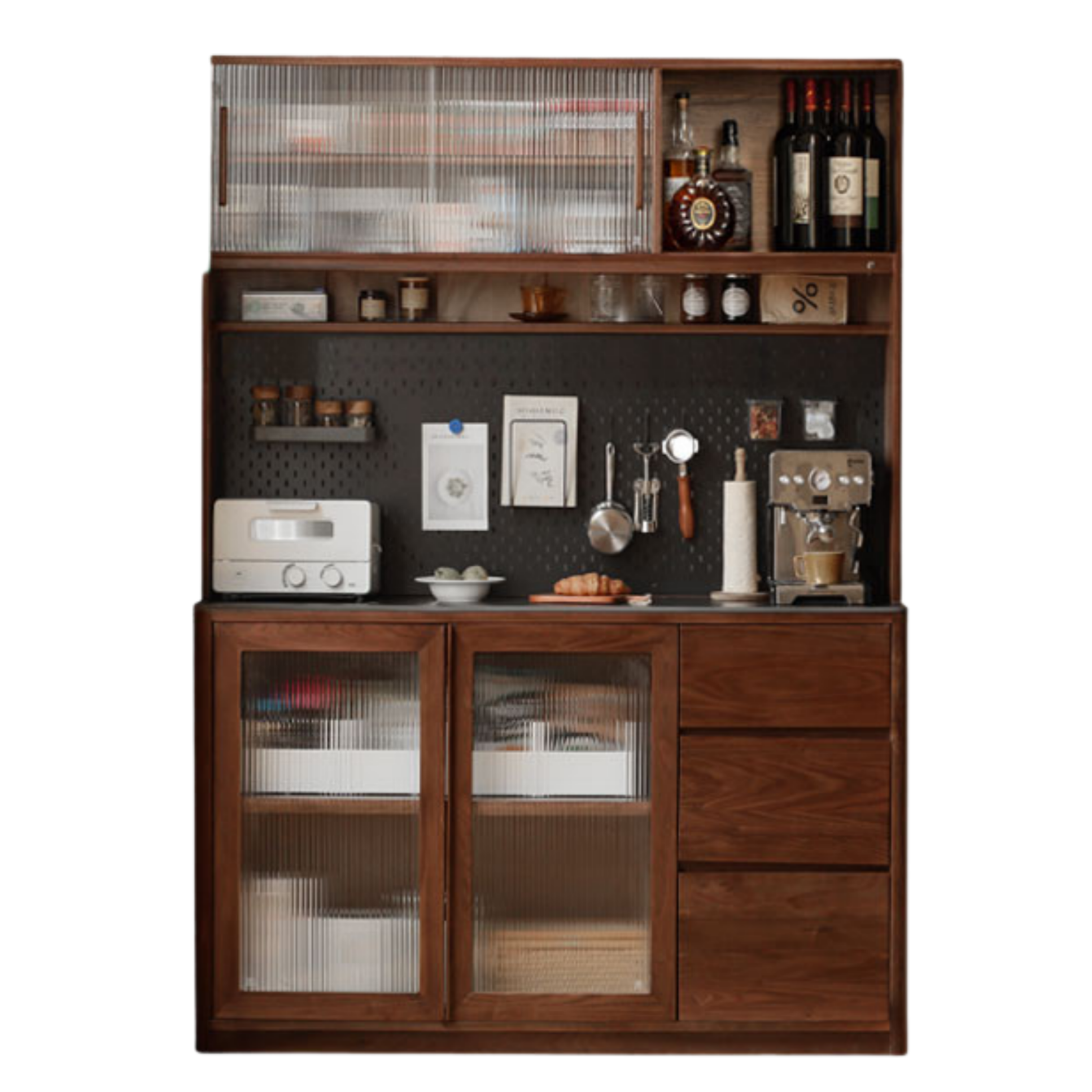 Sandalwood, Black Walnut, Ash Solid Wood Sideboard Hole Storage