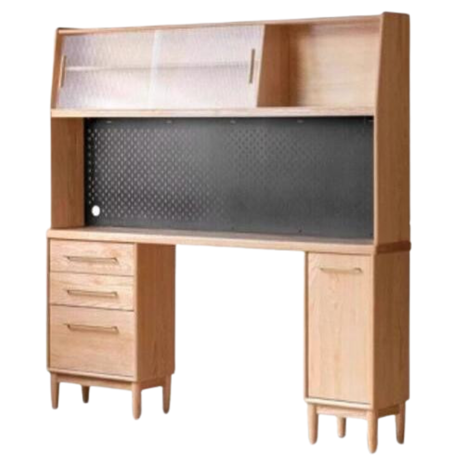 Oak Solid Wood Ultra-thin Multi-function Dining Sideboard Integrated