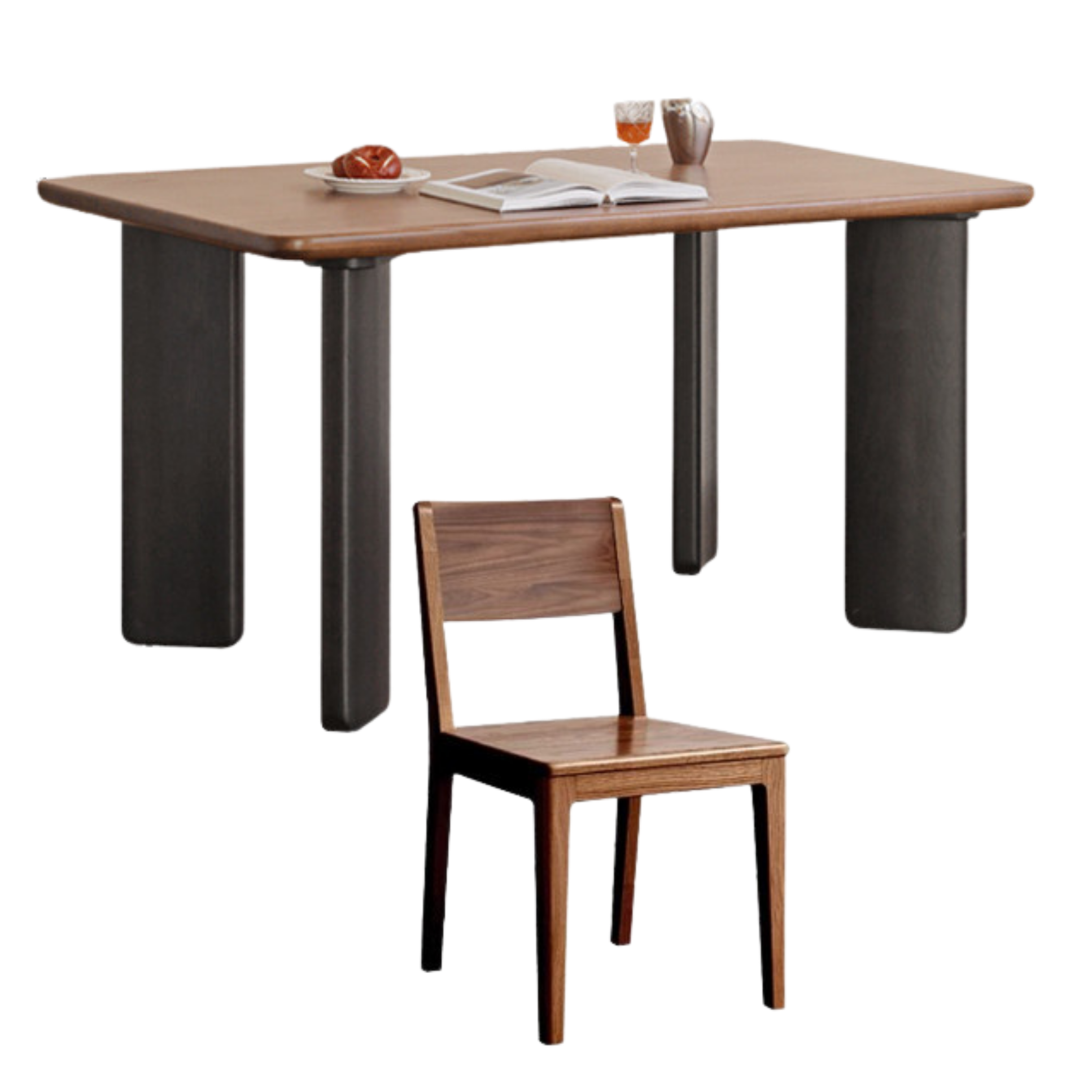 Black Walnut Solid Wood Light Luxury Rectangular Dining Table