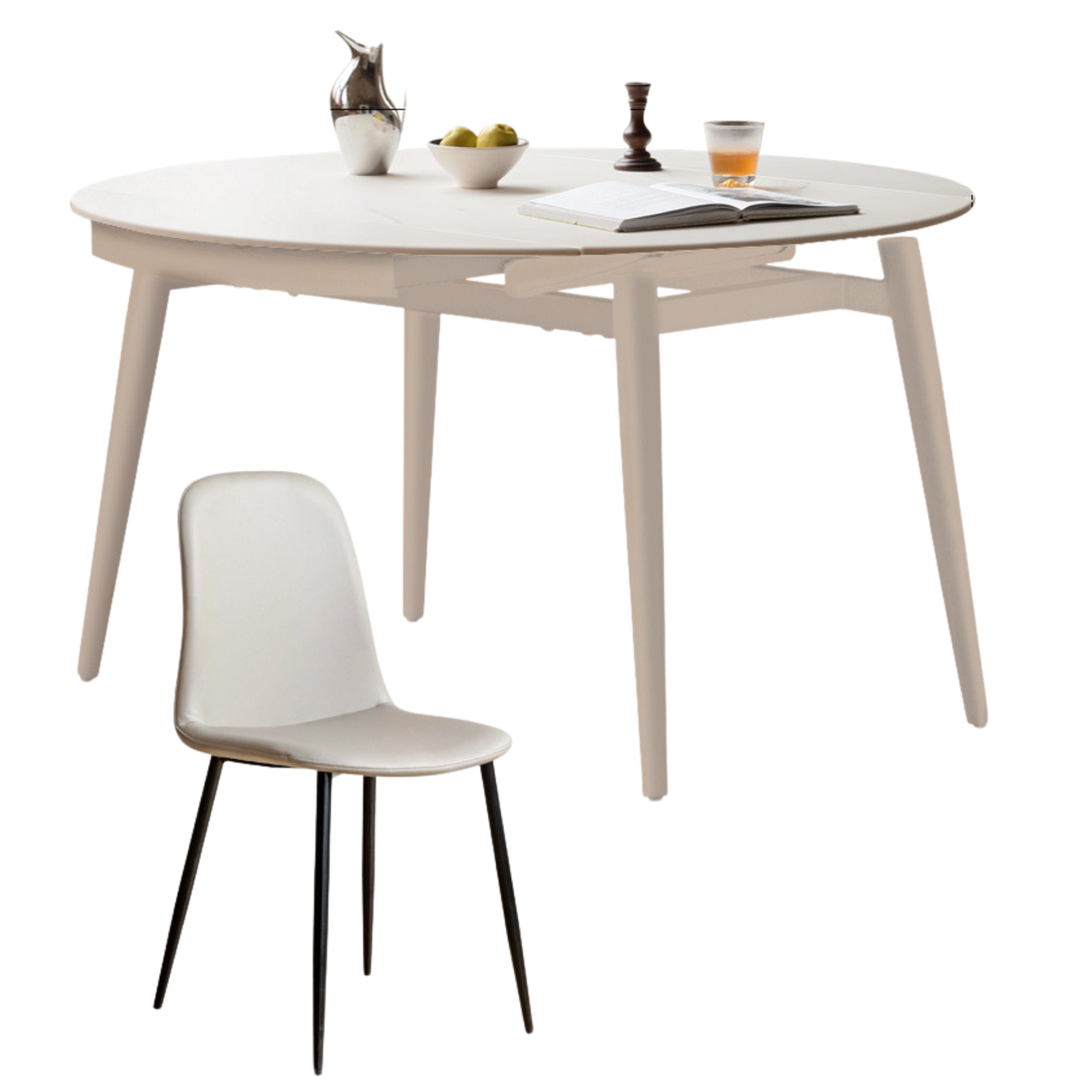 Folding Rock Table Metal Legs Light Luxury Round Dining Table