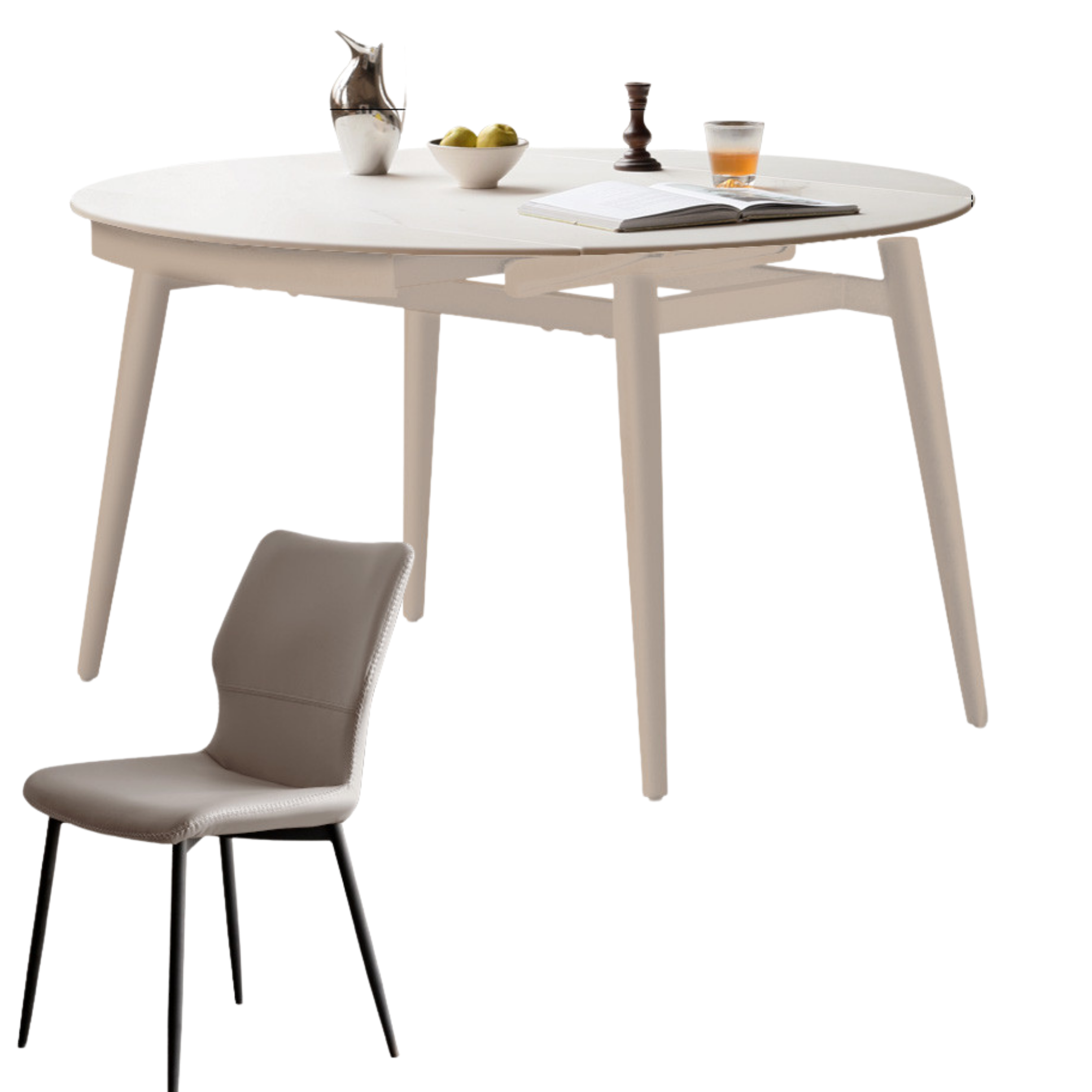Folding Rock Table Metal Legs Light Luxury Round Dining Table