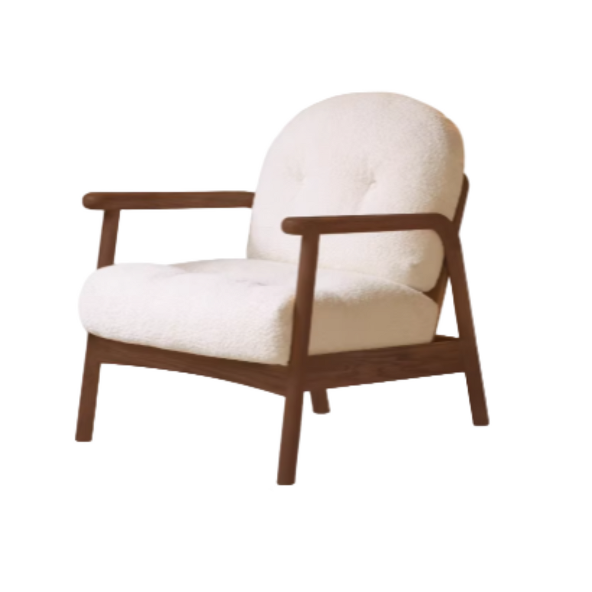 Oak Solid Wood Bouclé Armchair — Modern Cozy Reading Chair