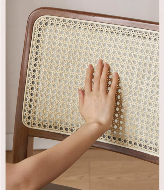 Set 4 pcs Black Walnut, Oak, Beech, Sandalwood Solid Wood Retro Rattan Chair