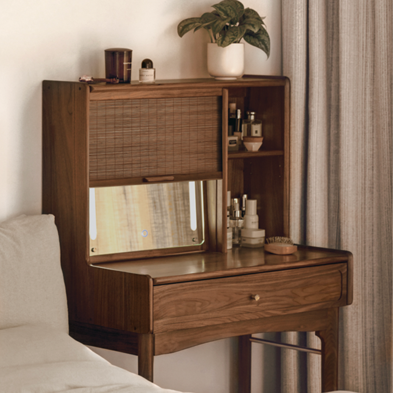 Ash, Oak, Black Walnut Solid Wood Vanity Table.