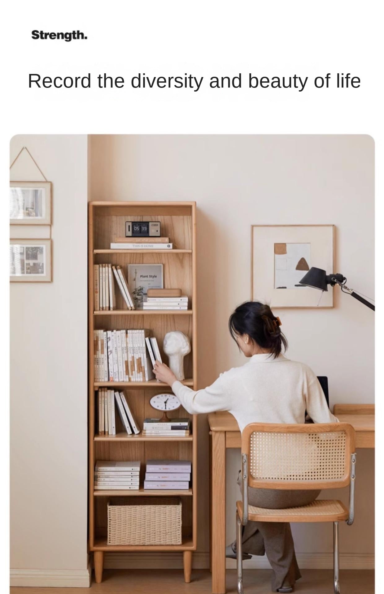 Beech Solid Wood Bookshelf Combination, Open Storage Cabinet