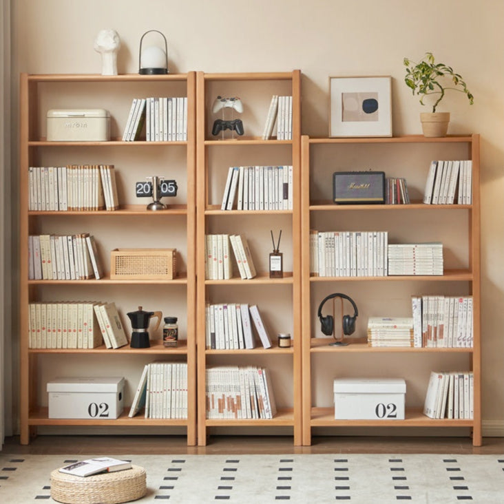 Beech Solid Wood Bookshelf, Storage Rack