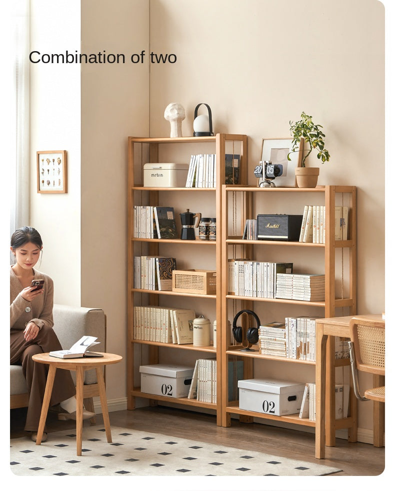 Beech Solid Wood Bookshelf, Storage Rack
