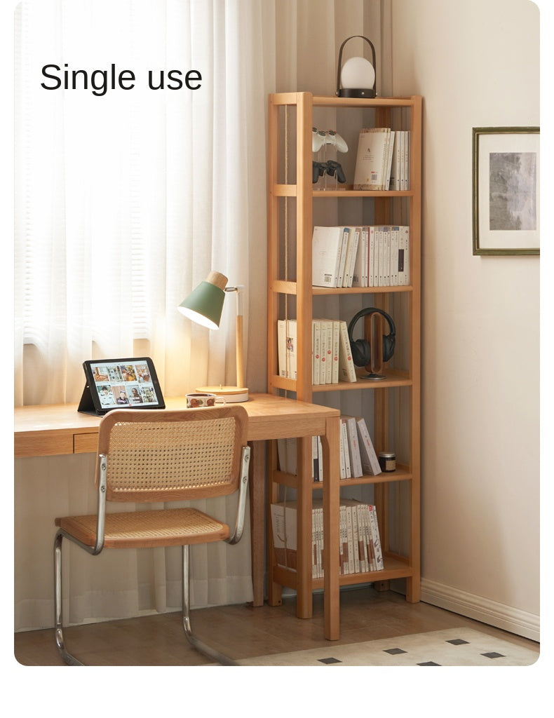 Beech Solid Wood Bookshelf, Storage Rack