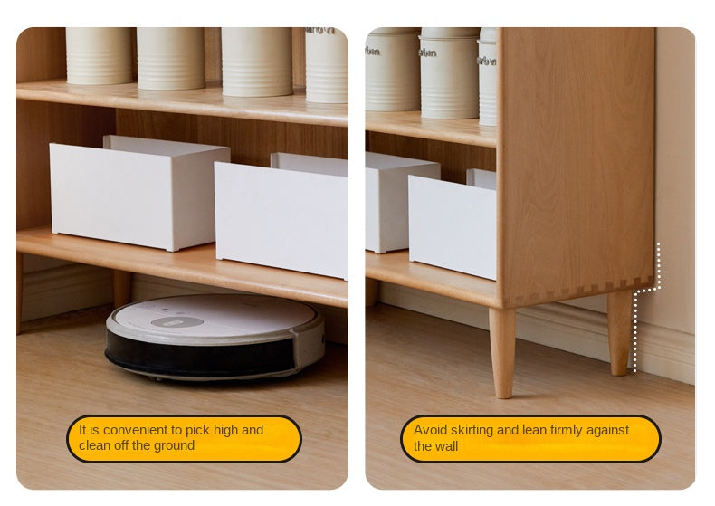 Beech Solid Wood Bookshelf Combination, Open Storage Cabinet