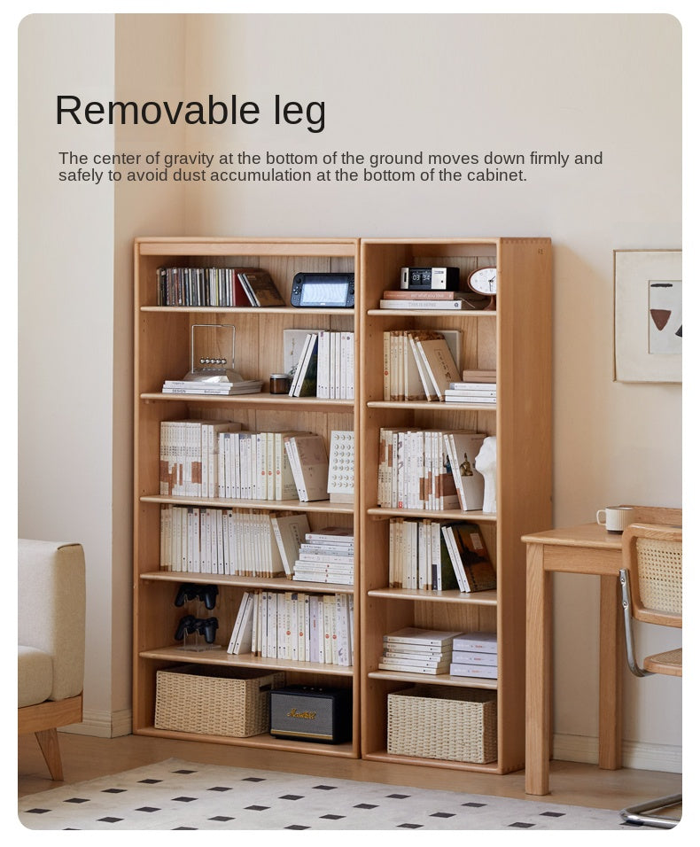 Beech Solid Wood Bookshelf Combination, Open Storage Cabinet