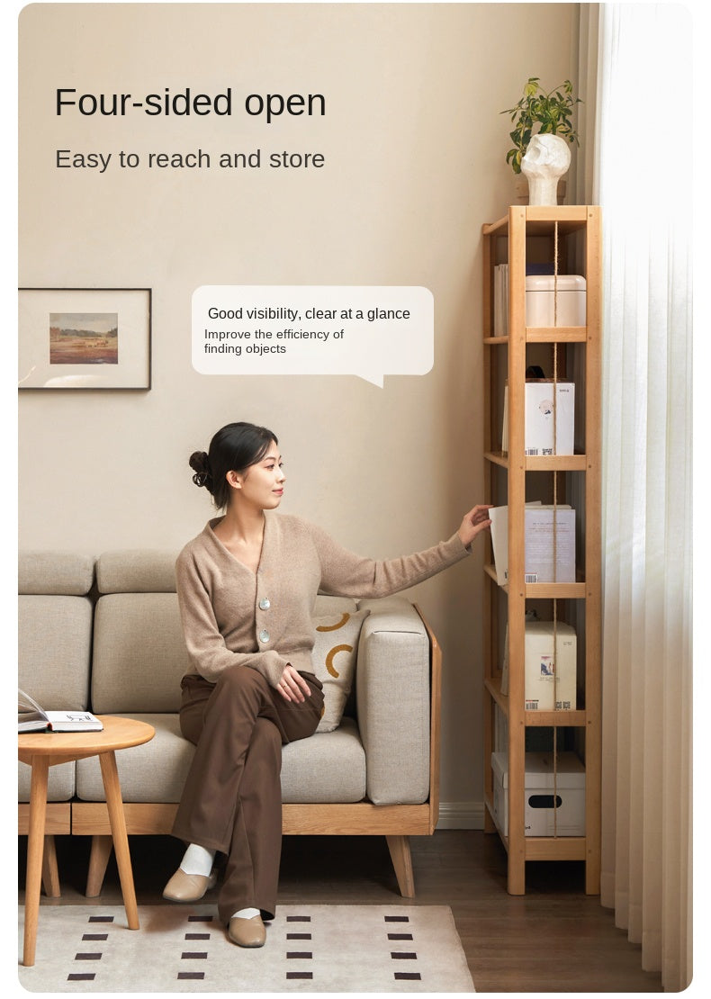 Beech Solid Wood Bookshelf, Storage Rack