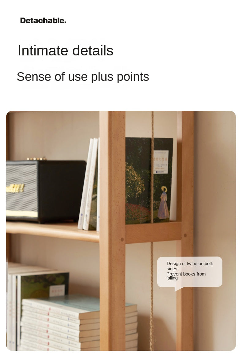 Beech Solid Wood Bookshelf, Storage Rack