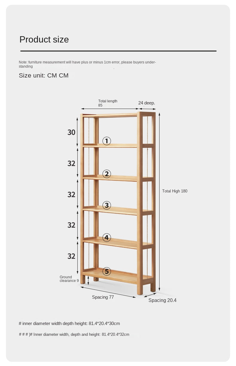 Beech Solid Wood Bookshelf, Storage Rack